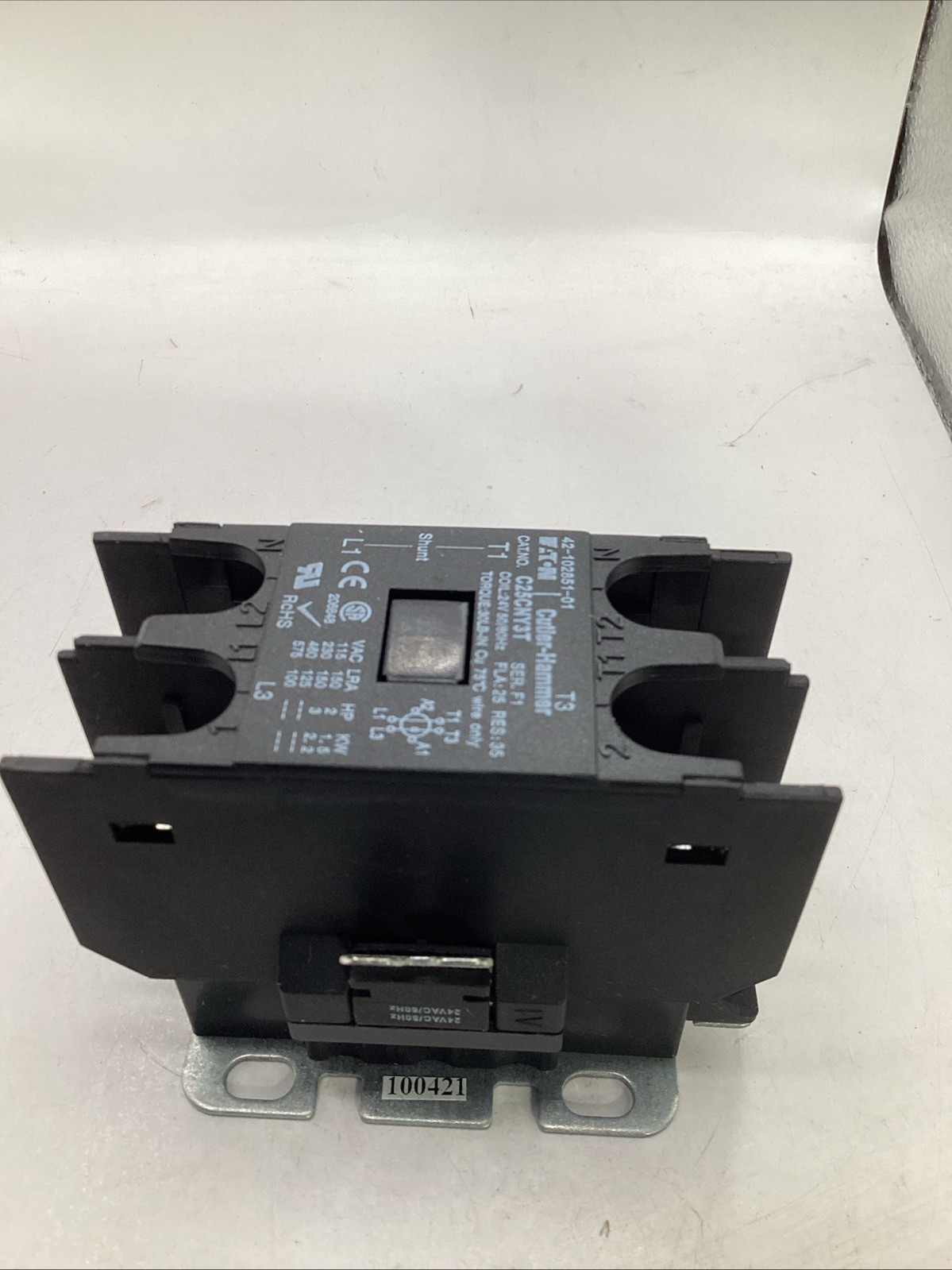 EATON CUTLER HAMMER C25CNY3T CONTACTOR 1P W/SHUNT 24VAC COIL 🟣