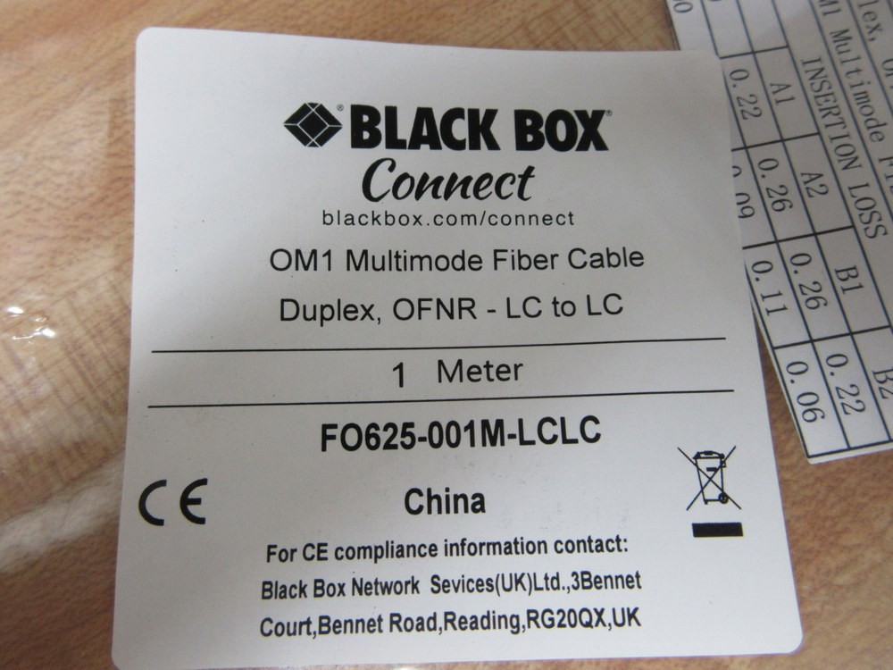 Black Box FO625-001M-LCLC OM1 Multimode Fiber Cable FO625001MLCLC