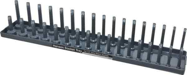 Made in USA 34 Piece Capacity Deep & Shallow Metric Socket Tray 1/2″ Drive, Gray