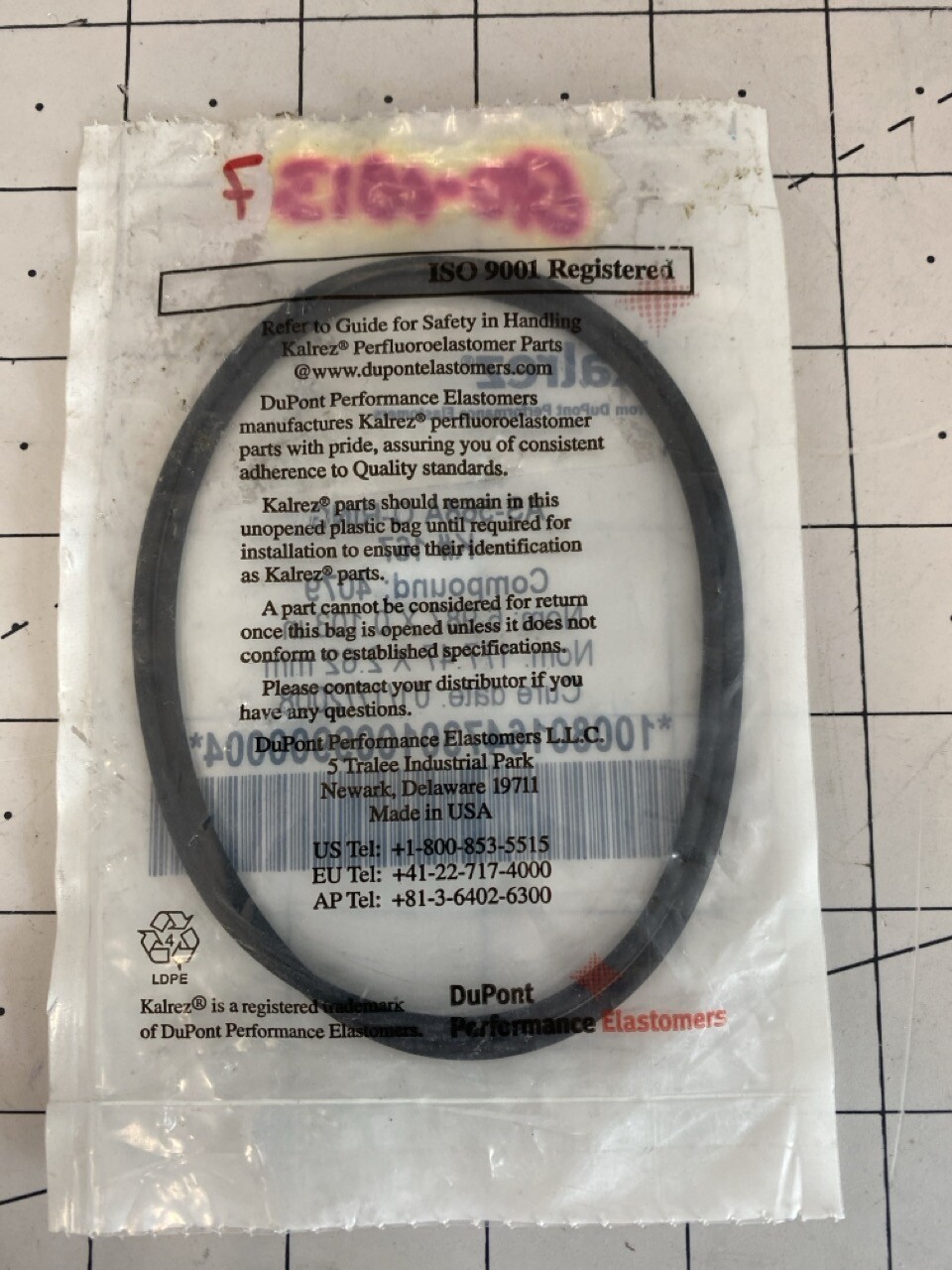 Kalrez O-Ring K# 167 Compound 4079 6.987 x 0.103 in 177.47 x 2.62 mm PN: AS-568A