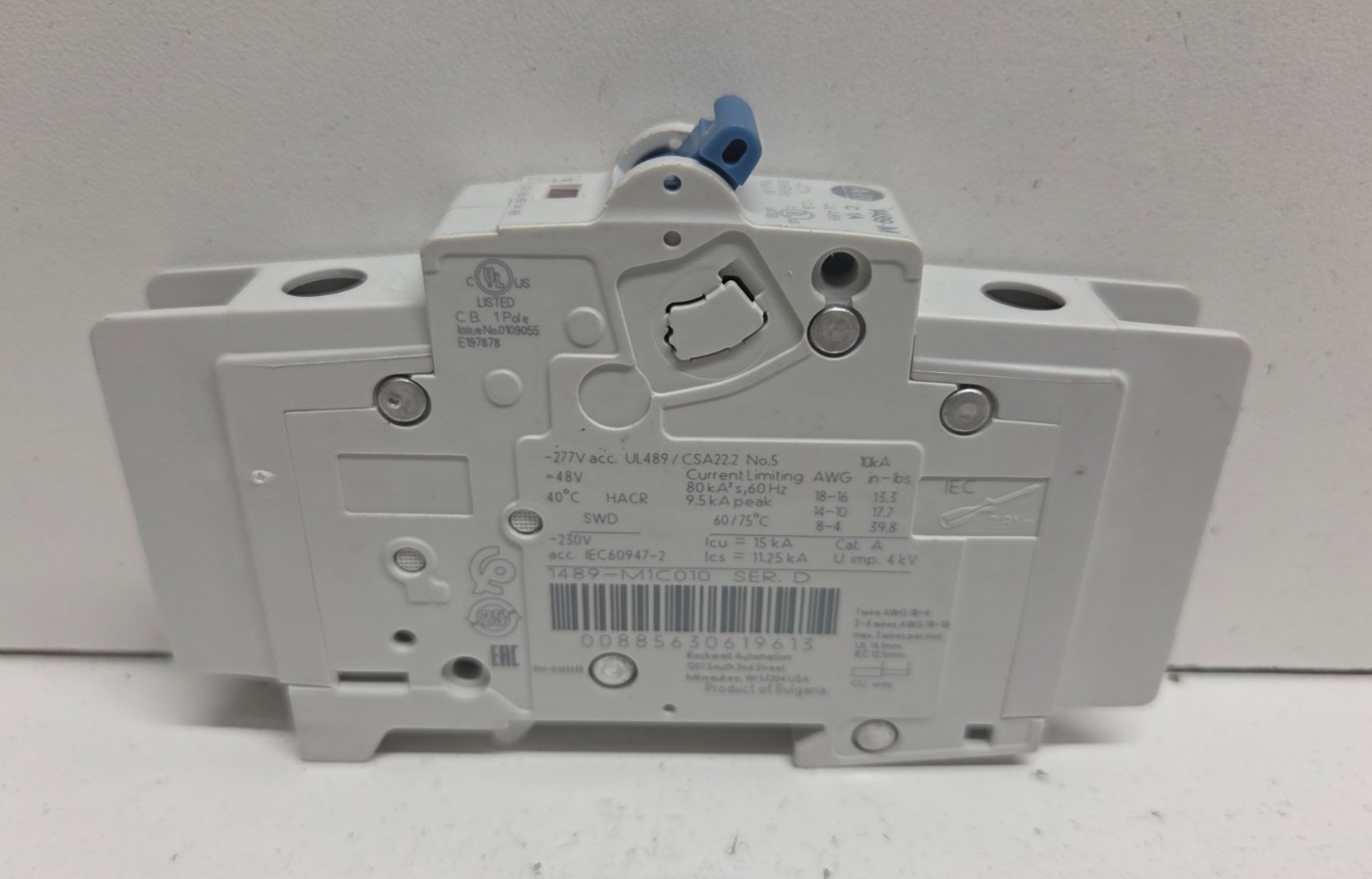 NEW NO BOX! ALLEN-BRADLEY 1A 277V 1-POLE CIRCUIT BREAKER 1489-M1C010