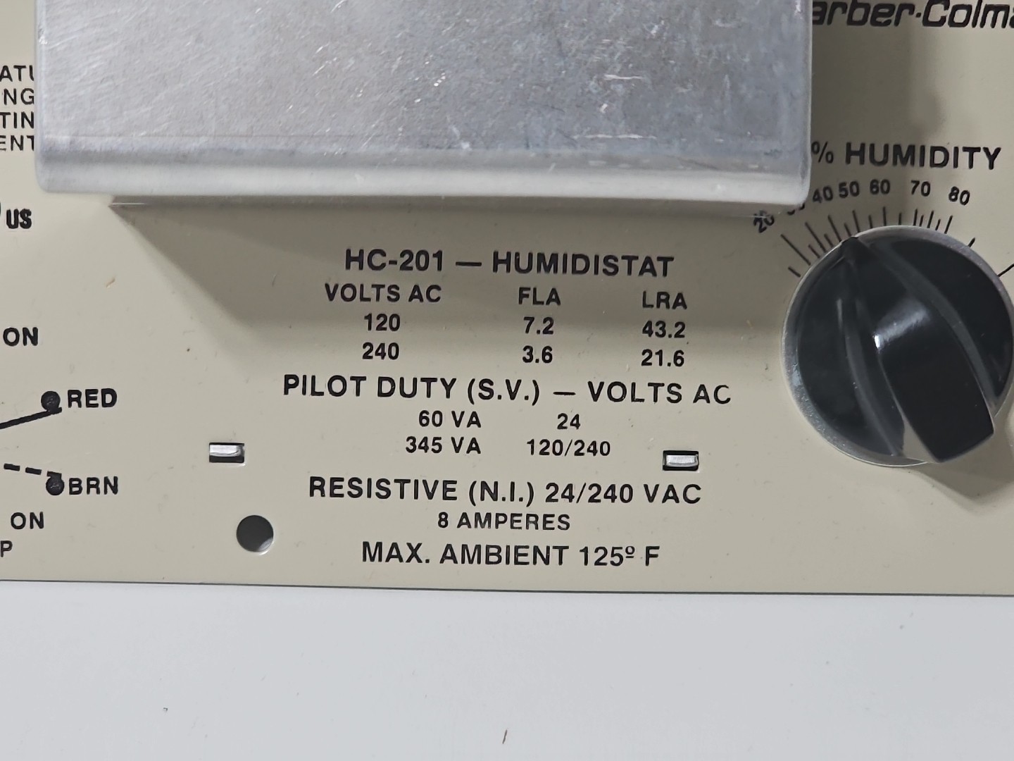 NEW BARBER COLMAN HC-201 Humidistat 120/240VAC 8A NSNP