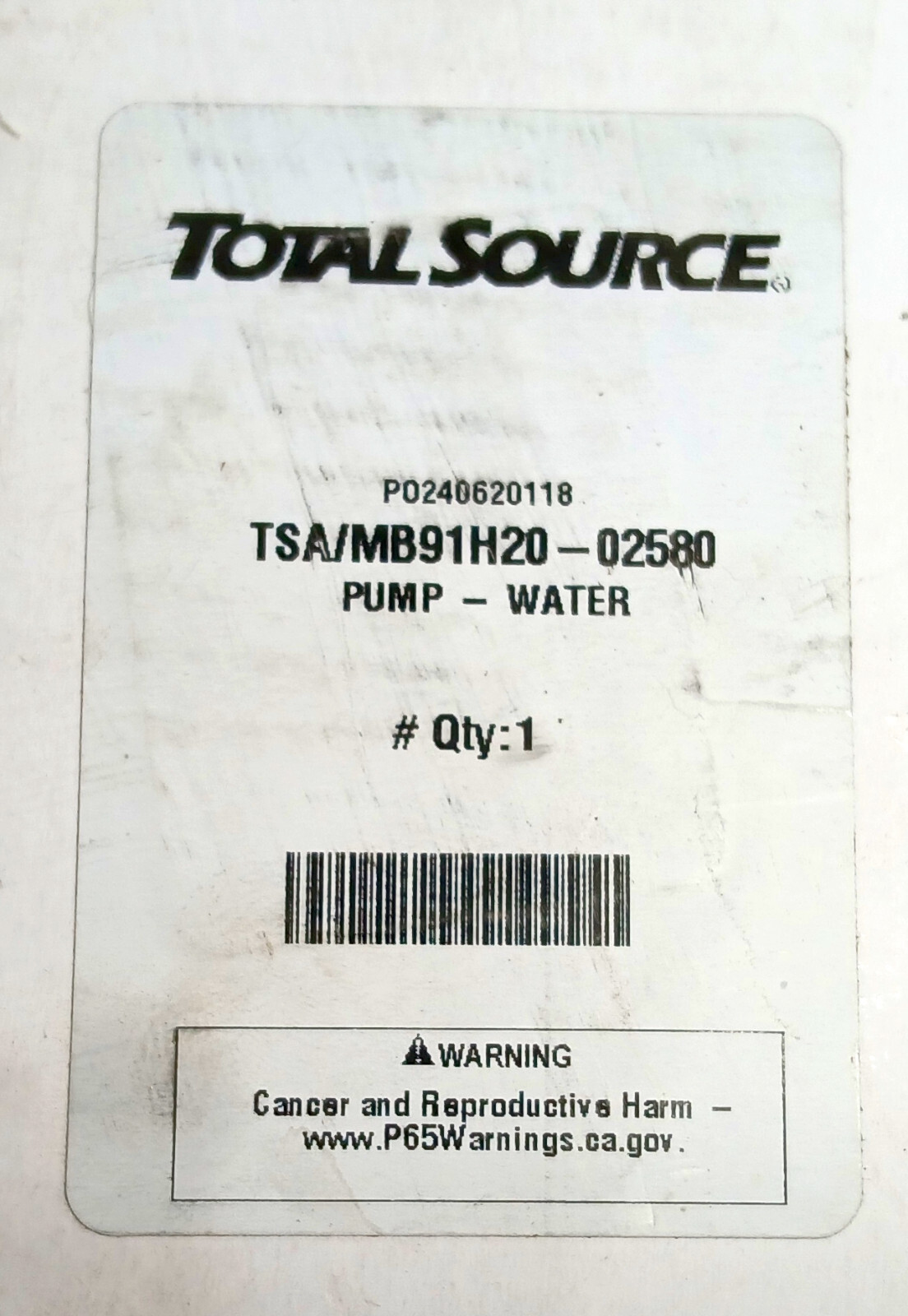 1 NEW TOTAL SOURCE TSA/MB91H20-02580 K21 K25 NISSAN WATER PUMP NIB *MAKE OFFER*