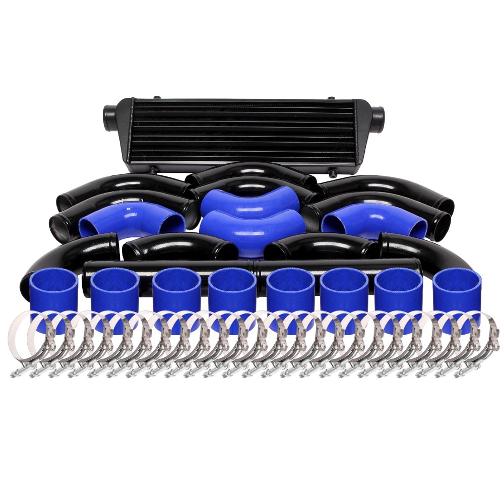 Universal 12 pcs 2.5′ Blue Coupler+ Black Piping+ Intercooler Kit+T-Bolt Clamps