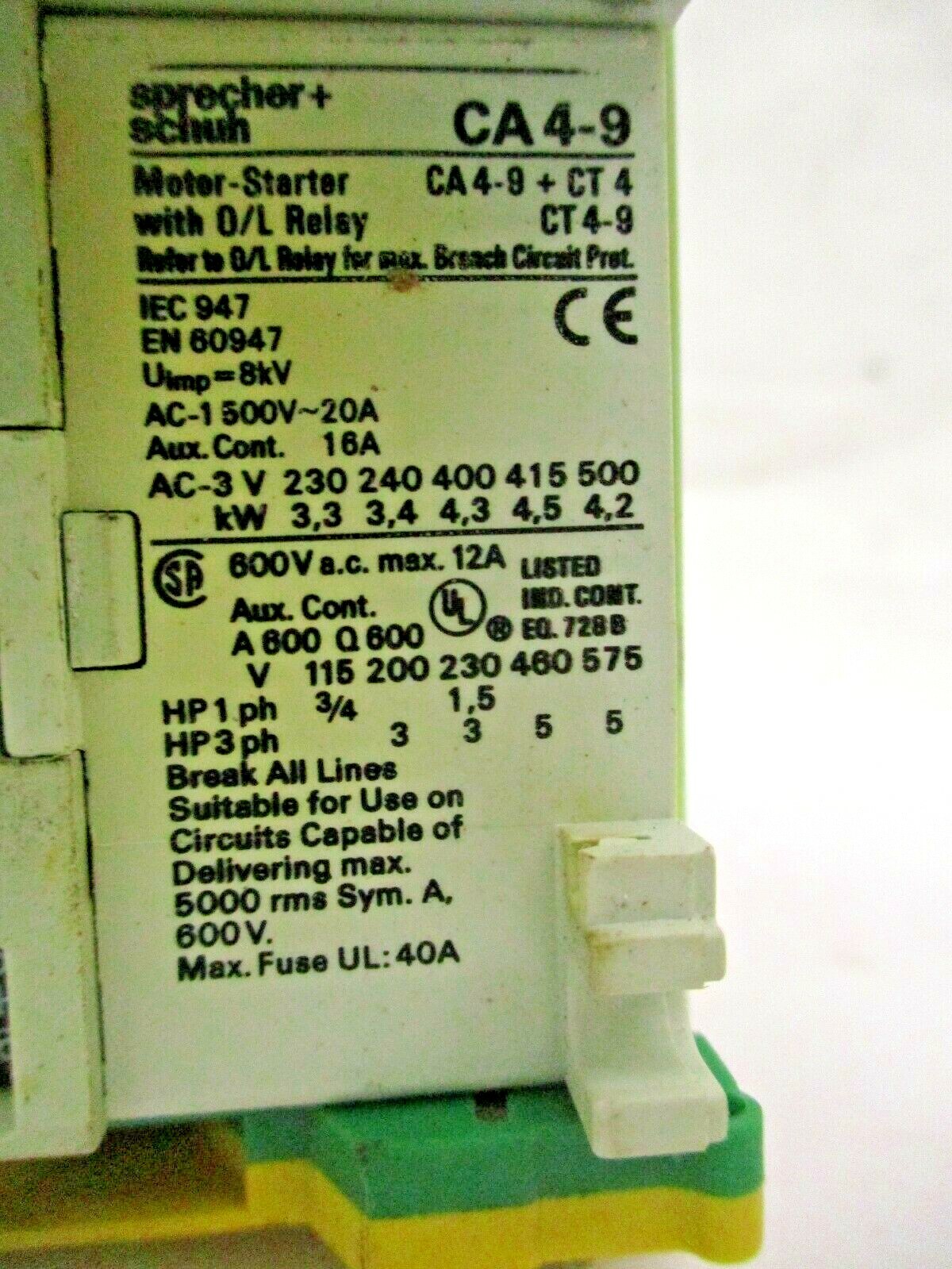 Sprecher + Schuh CT4-9 CA7-16-10 CA4-9 CRC7-280 Finder Type 55.34 A4389ISU