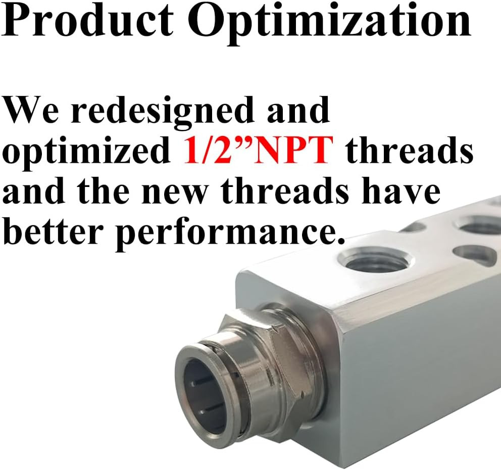 Aluminum 4-Way 6-Port 1/2″NPT Input 1/4″NPT Output Air Hose Manifold Block Split