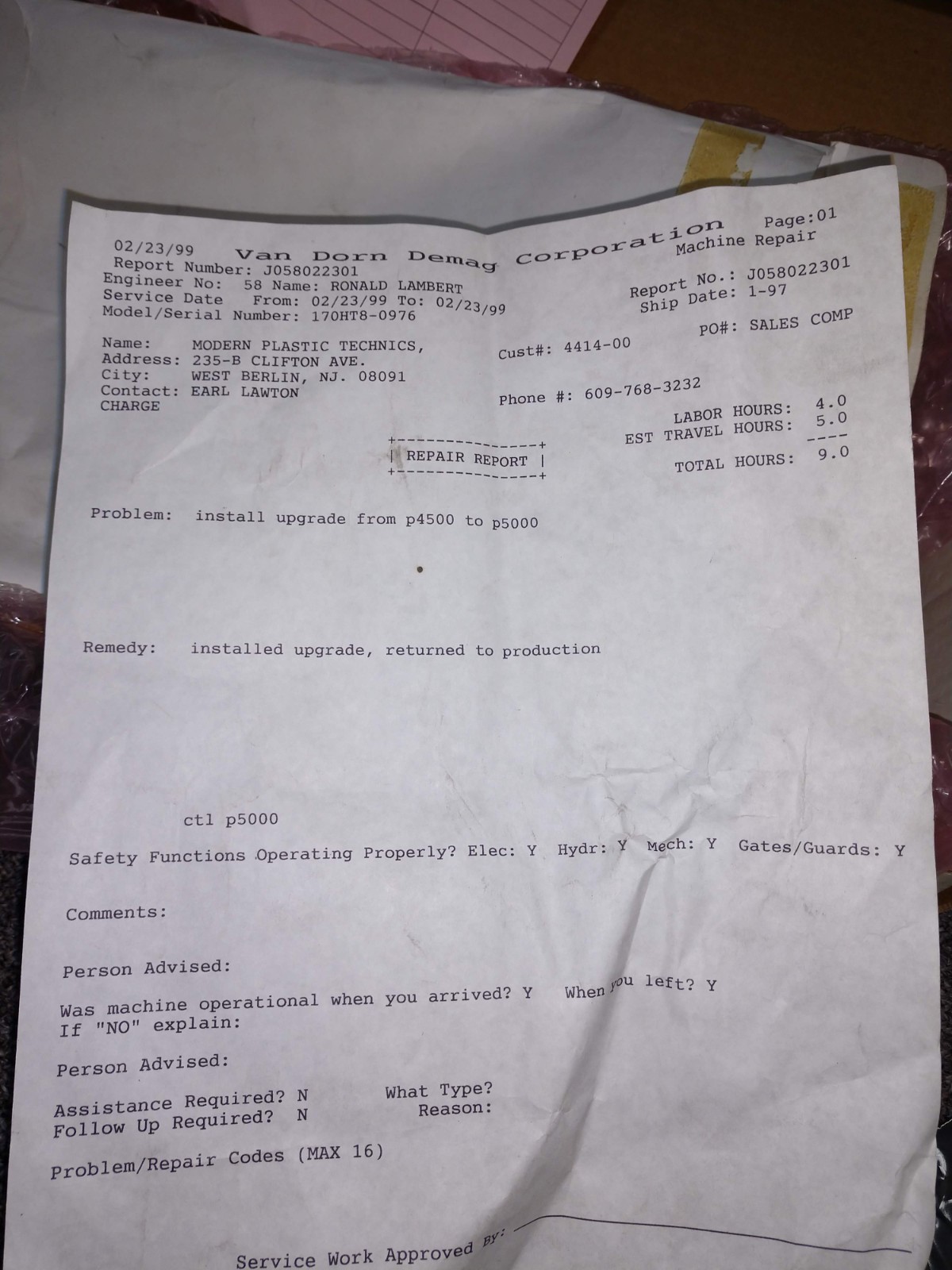 Van Dorn Ctl P5000 Board (Read Description)