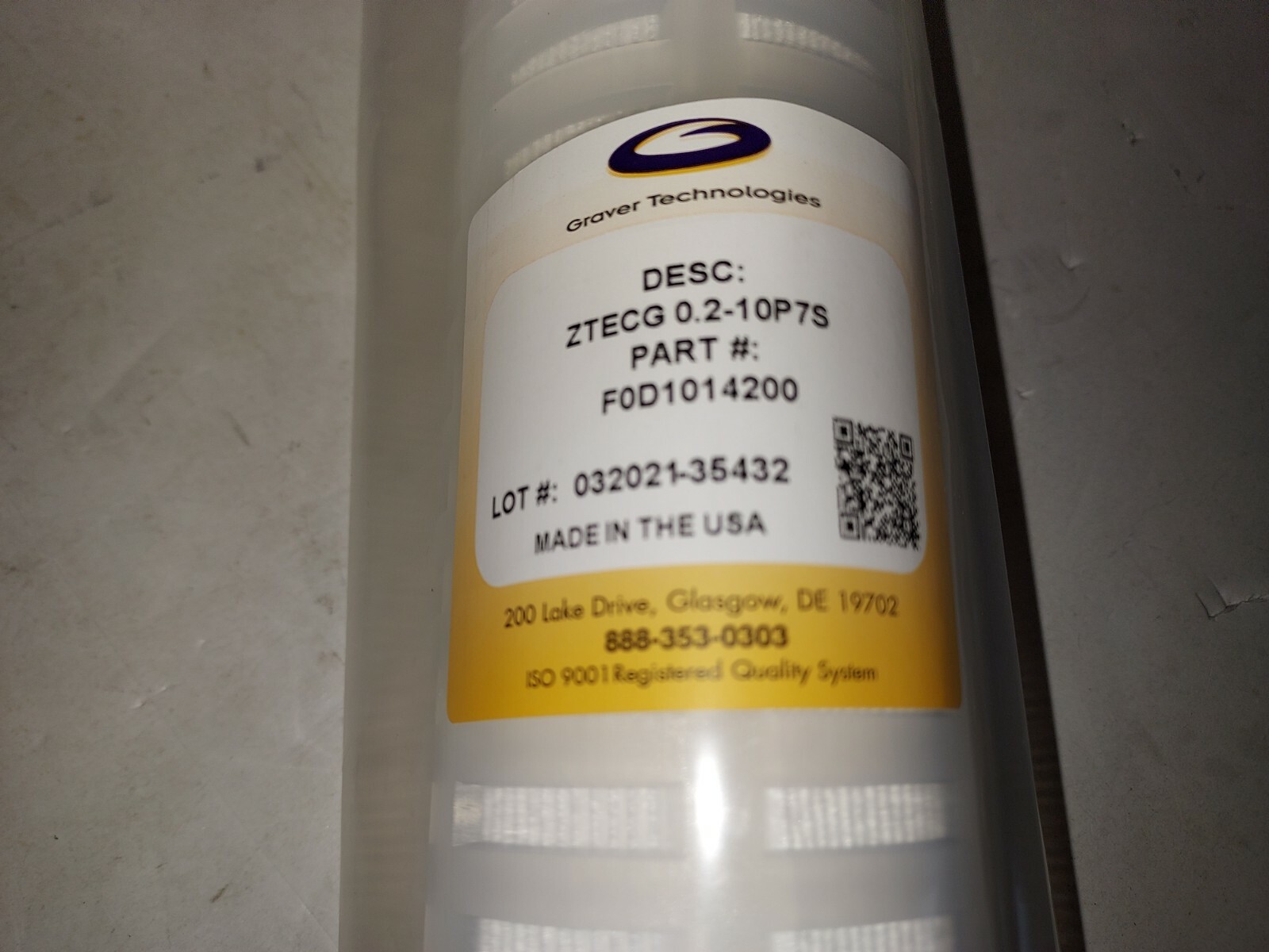 GRAVER TECHNOLOGIES ZTECG 0.2-10P7S FILTER P/N F0D1014200, NEW