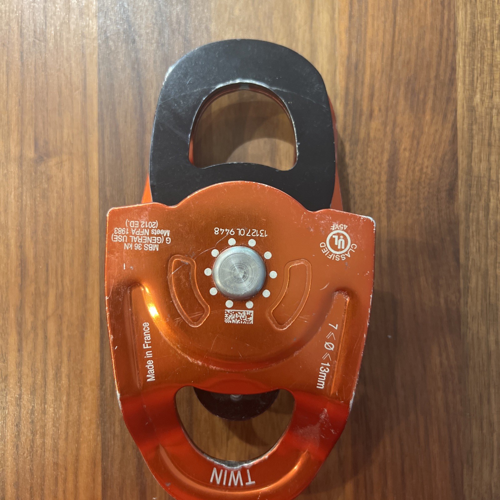 Petzl P65a Prusik Twin Pulley,8100 Lbs,Red/Black