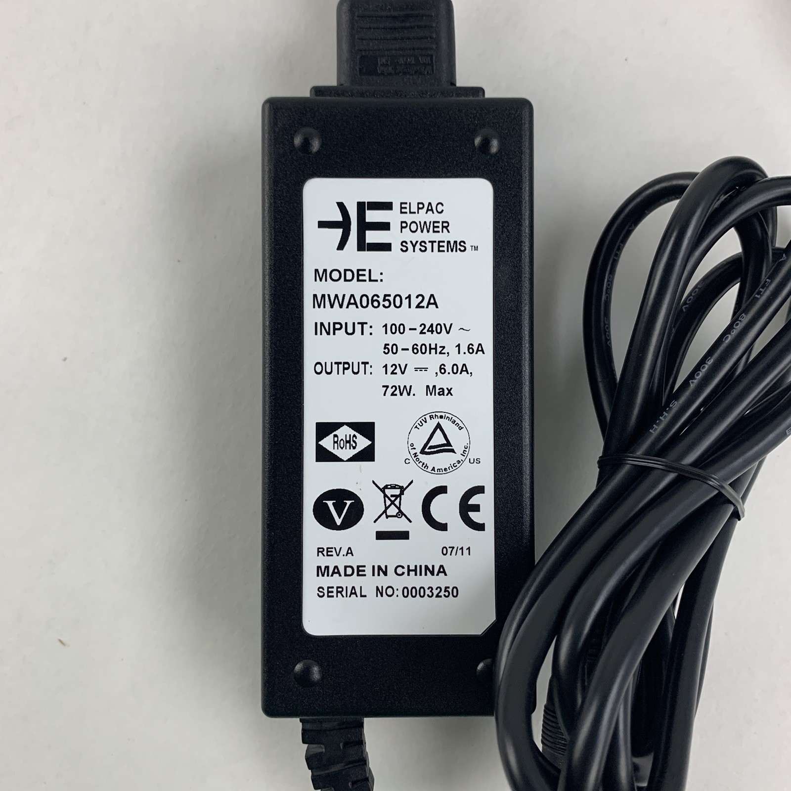 Elpac MWA065012A Adapter 12V 6A 72W Power Supply Charger For Meridian