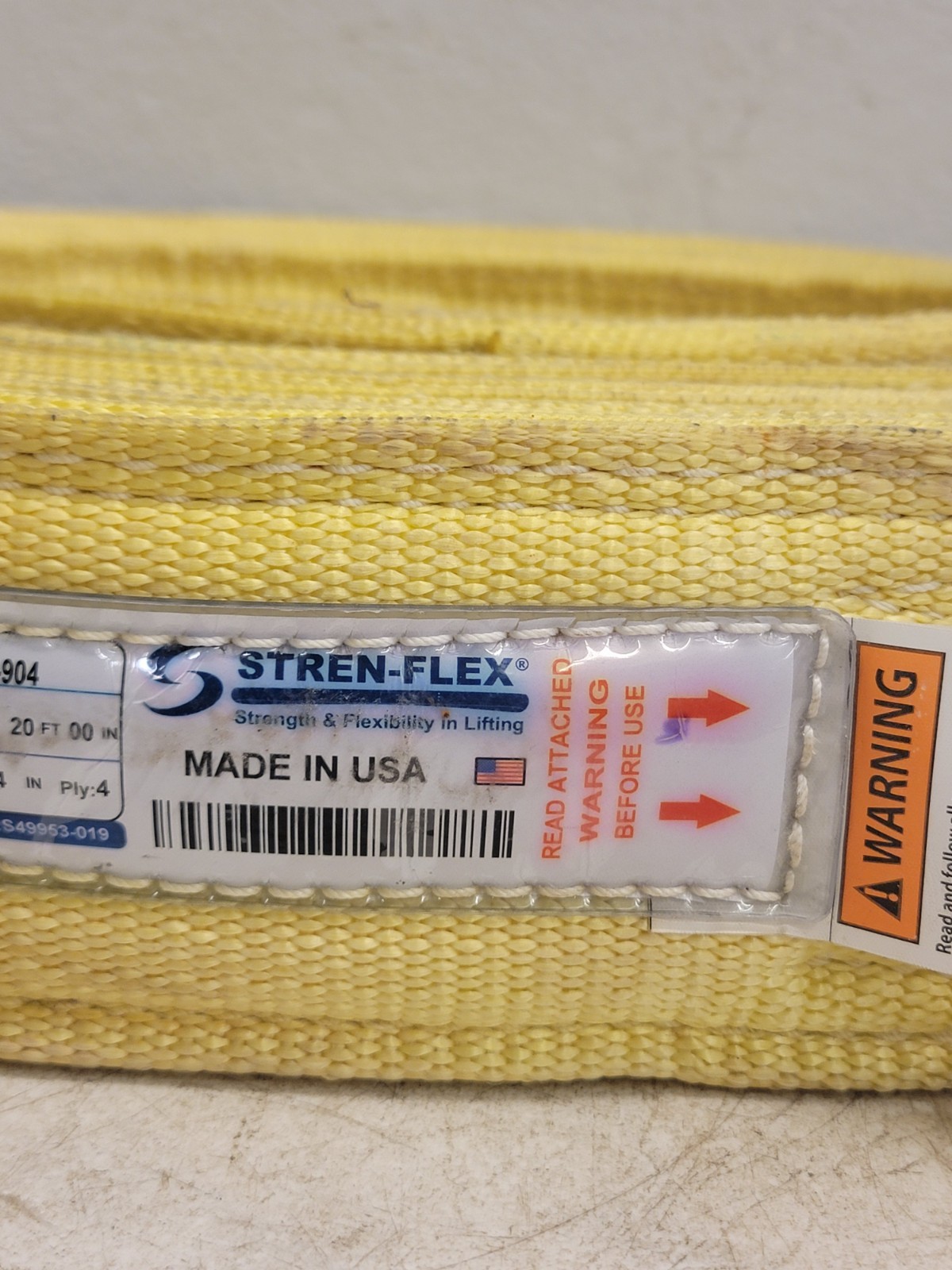 Stren-Flex Eef-4-904-20 Synthetic Web Sling, Type 3, 20 Ft L, 4 In W, Nylon,