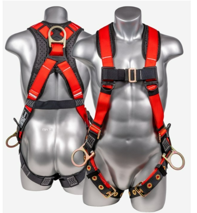 Full Body Harness w/detachable 6′ Internal Shock Absorbing Lanyard, Rebar Hook
