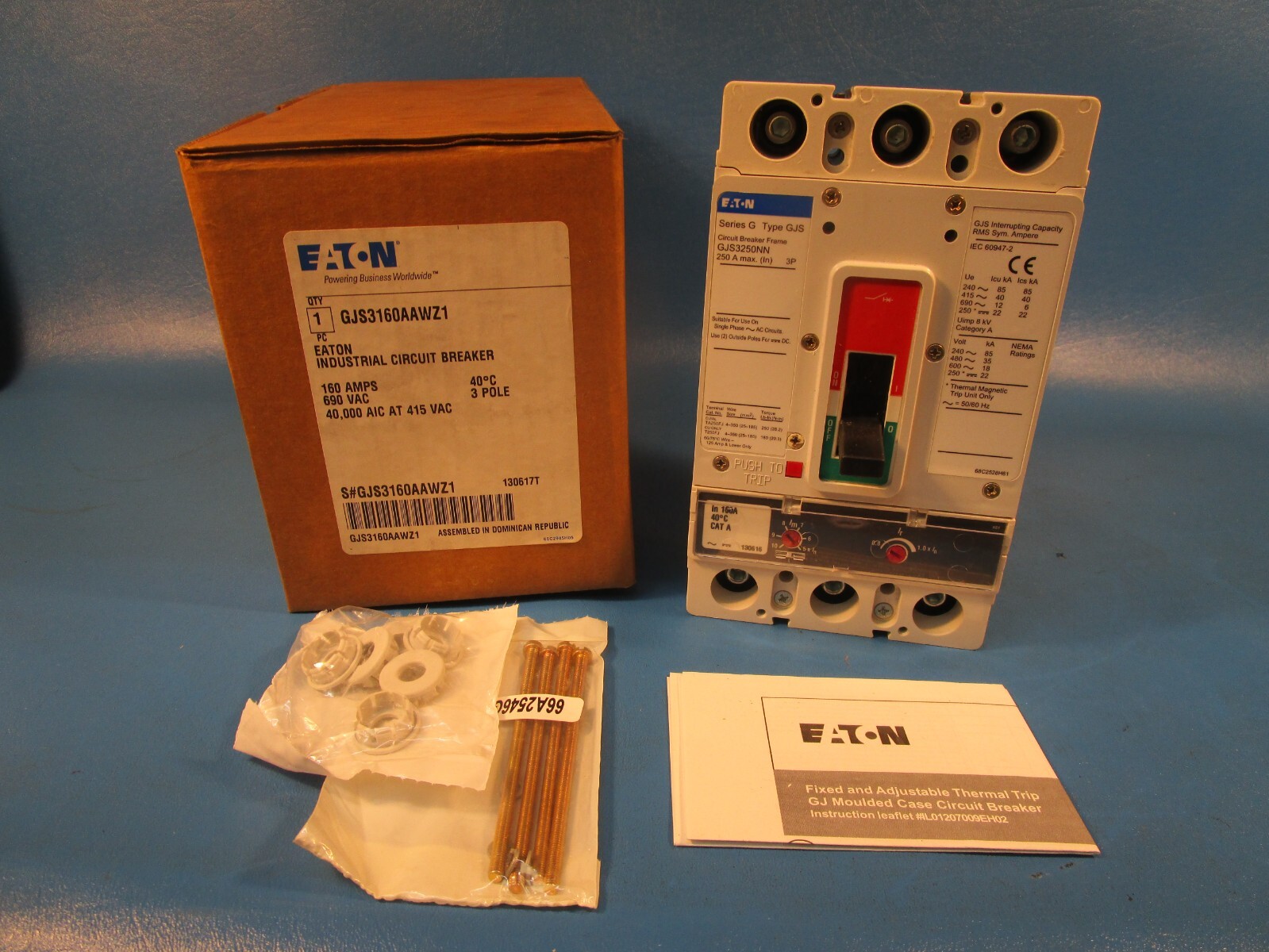 Eaton GJS3160AAWZ1, Molded Case Breakers (MCCBs) GJS 3P 160A 690V 50/60Hz 3Ph G