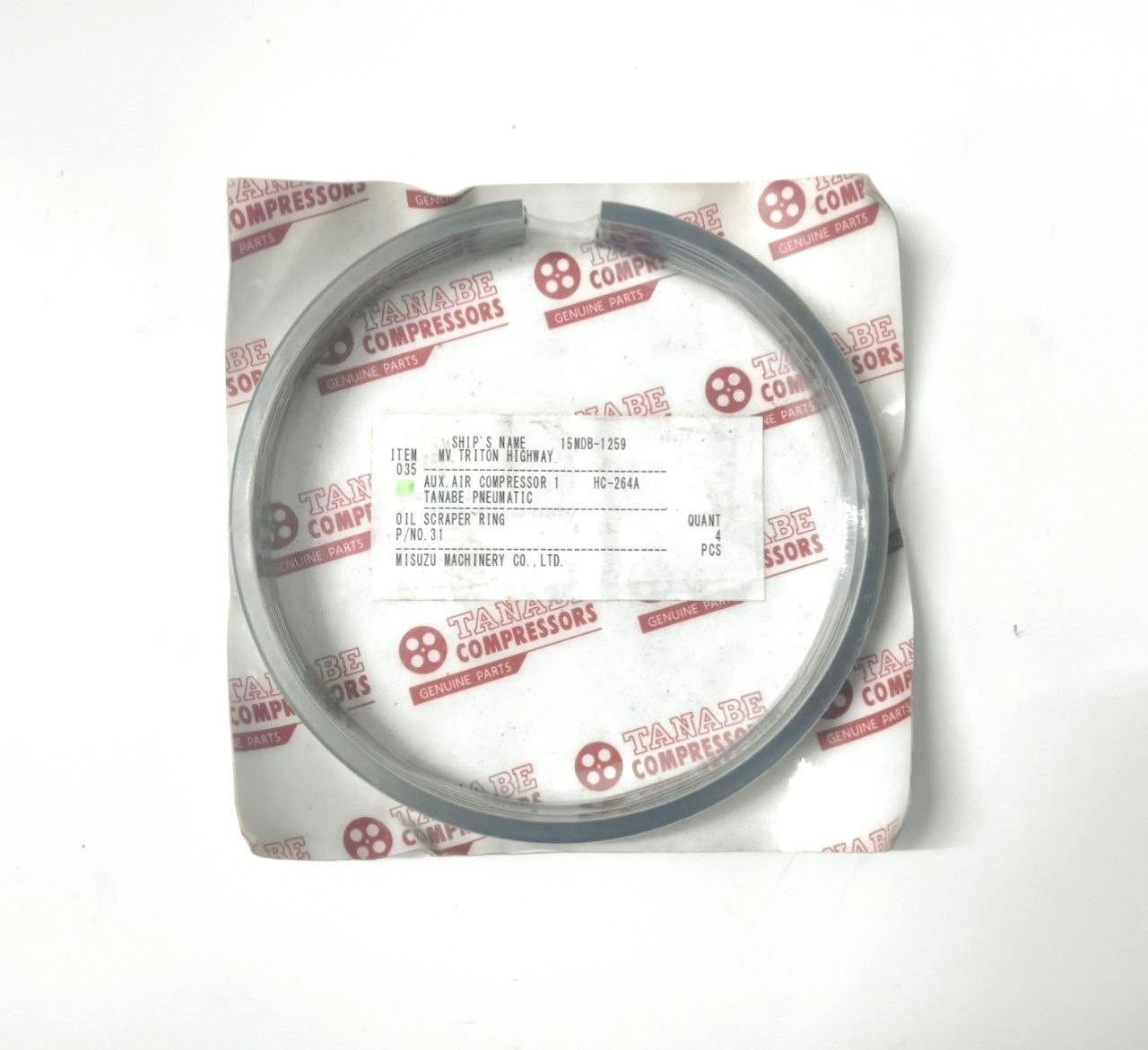 Oil Scraper Ring P/N 31 For Tanabe HC-264A Compressor Genuine Part (PACK 5)