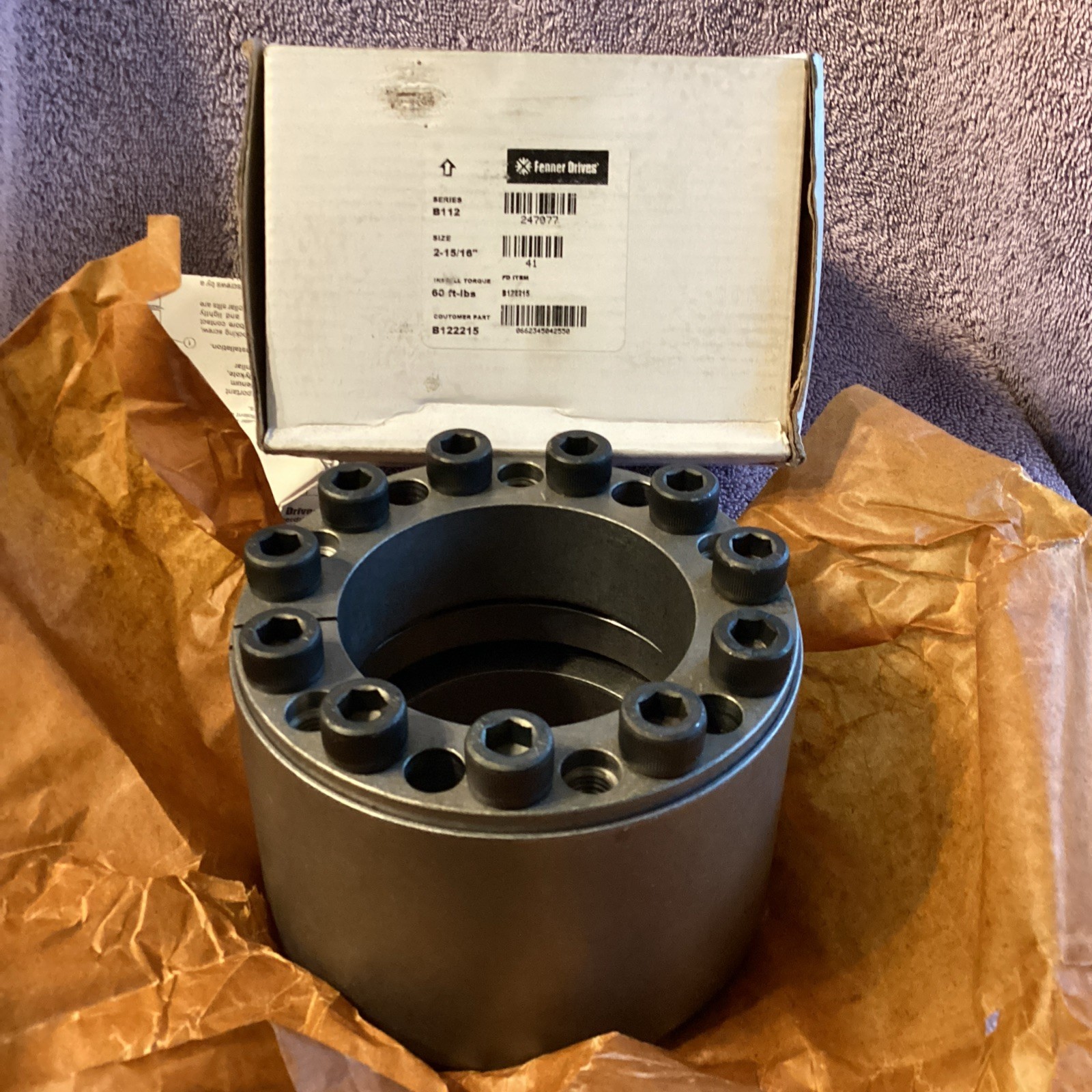 FENNER DRIVES…B122215…2-15/16”..series B112…Keyless Bushing…NEW