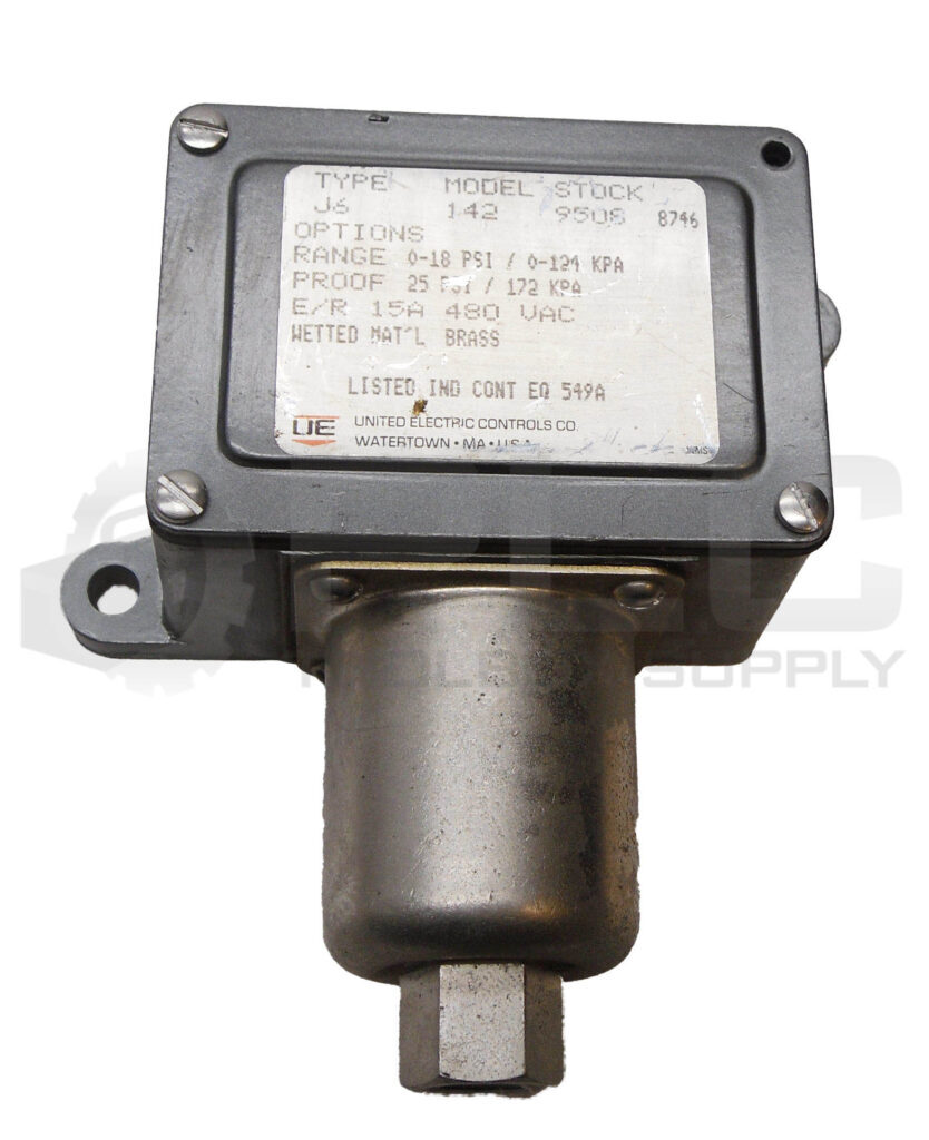 UNITED ELECTRIC J6-142 PRESSURE SWITCH 0-18PSI 4-7″WC 15A 125-250VAC