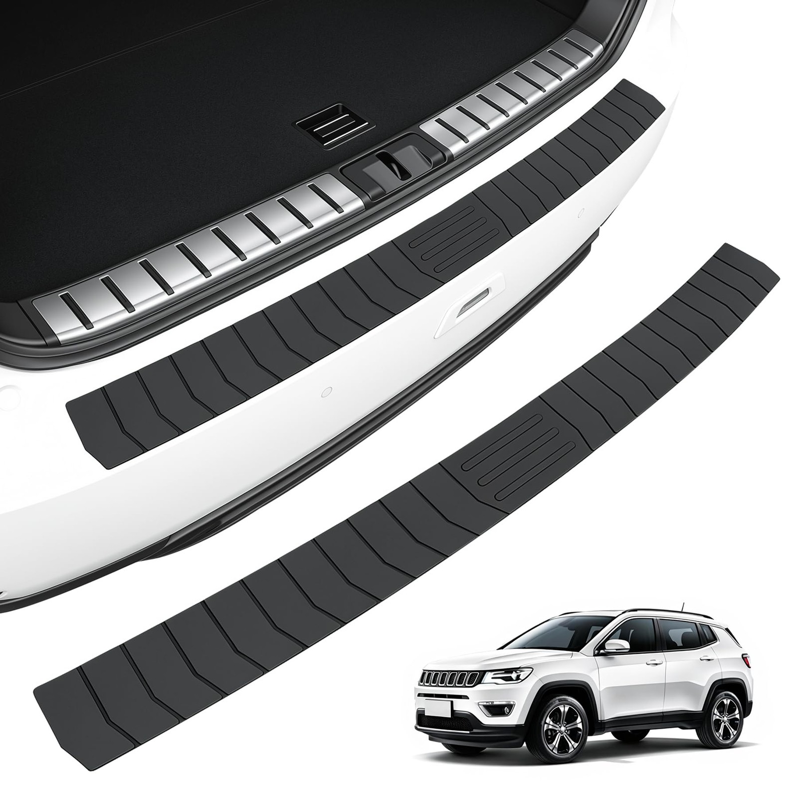 Car Rear Bumper Protector 41.5″x3.6″ Universal Rubber AntiScratch Accessory