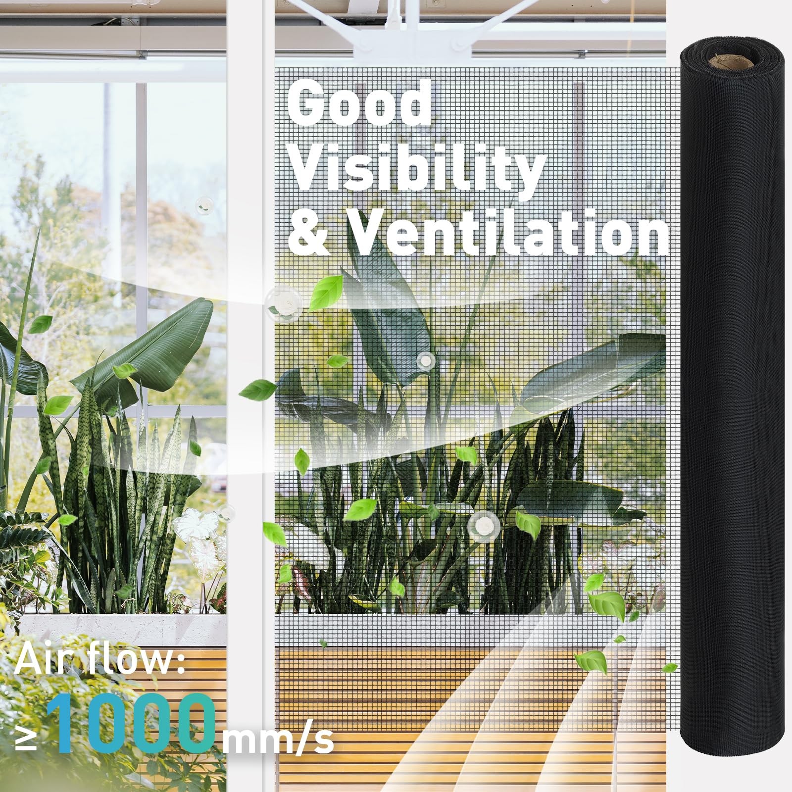 304 Stainless Steel Mesh Window Screen Roll,35IN 35IN x 16FT, Black