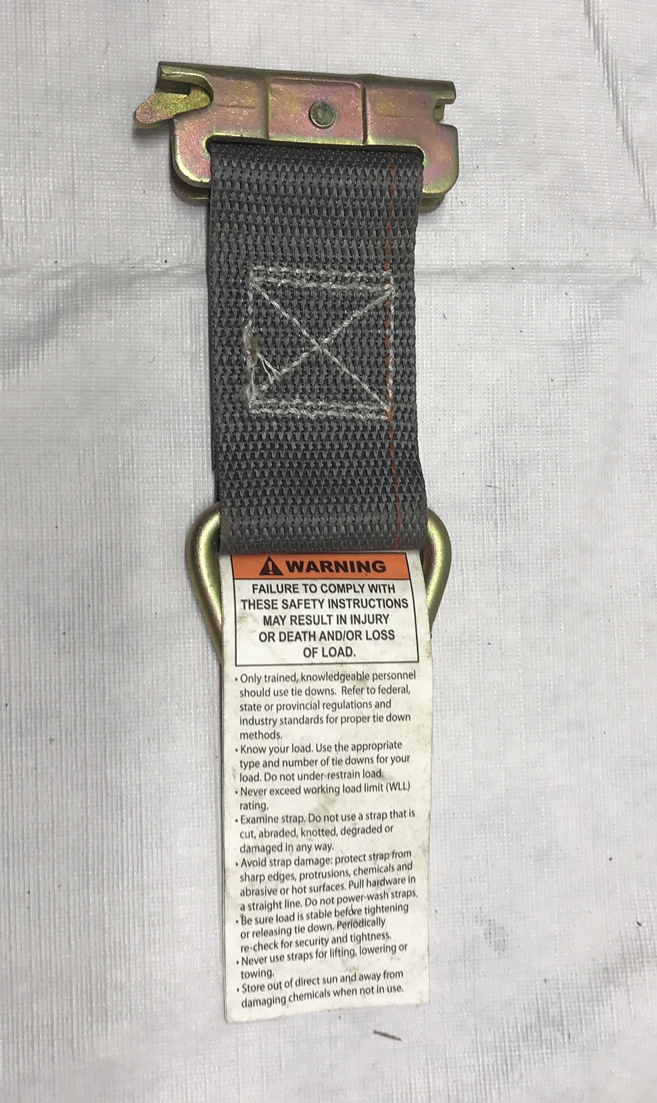 Kinedyne 1000lbs Working Load Limit Tie Down Strap w/ D Ring 2″x6″ Strap Gray