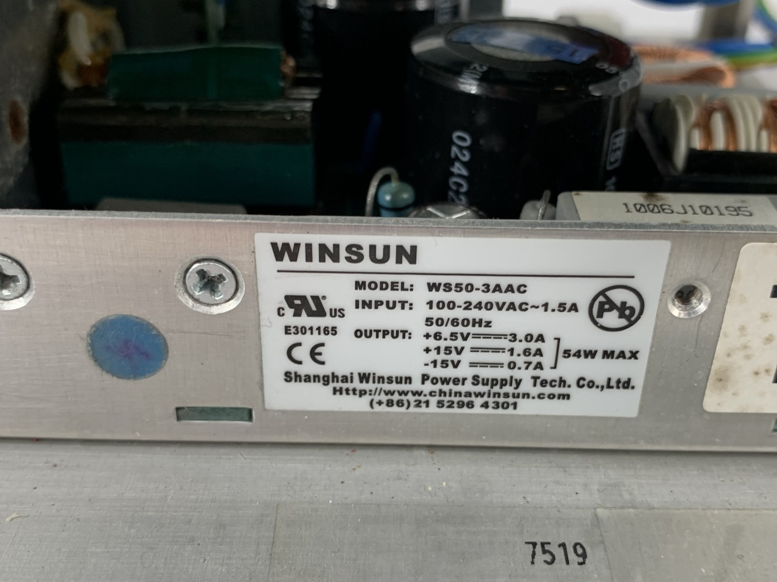 Mettler Toledo Safeline/Winsun V4-RAD-1/WS50-3AAC 100-240VAC V4 Power Supply