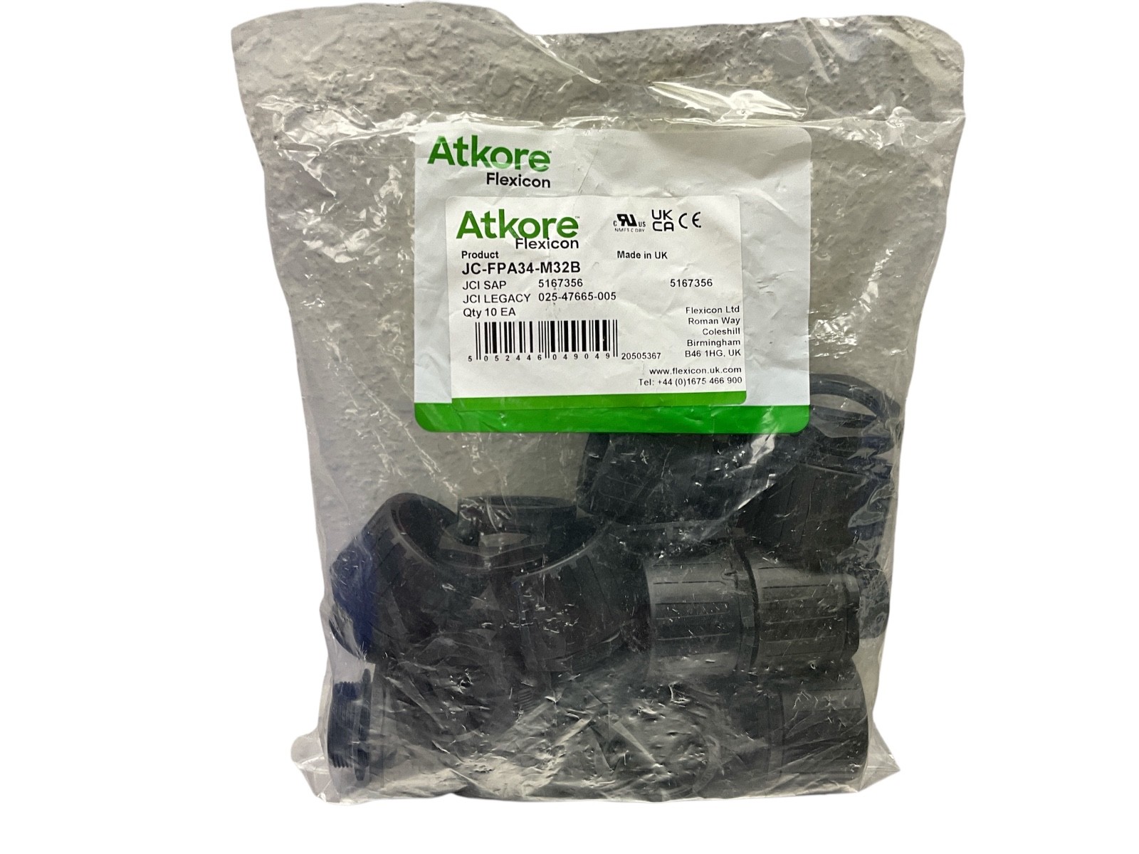 Atkore Flexicon JC-FPA34-M32B M32 Nylon Conduit Gland Black – Bag of 10
