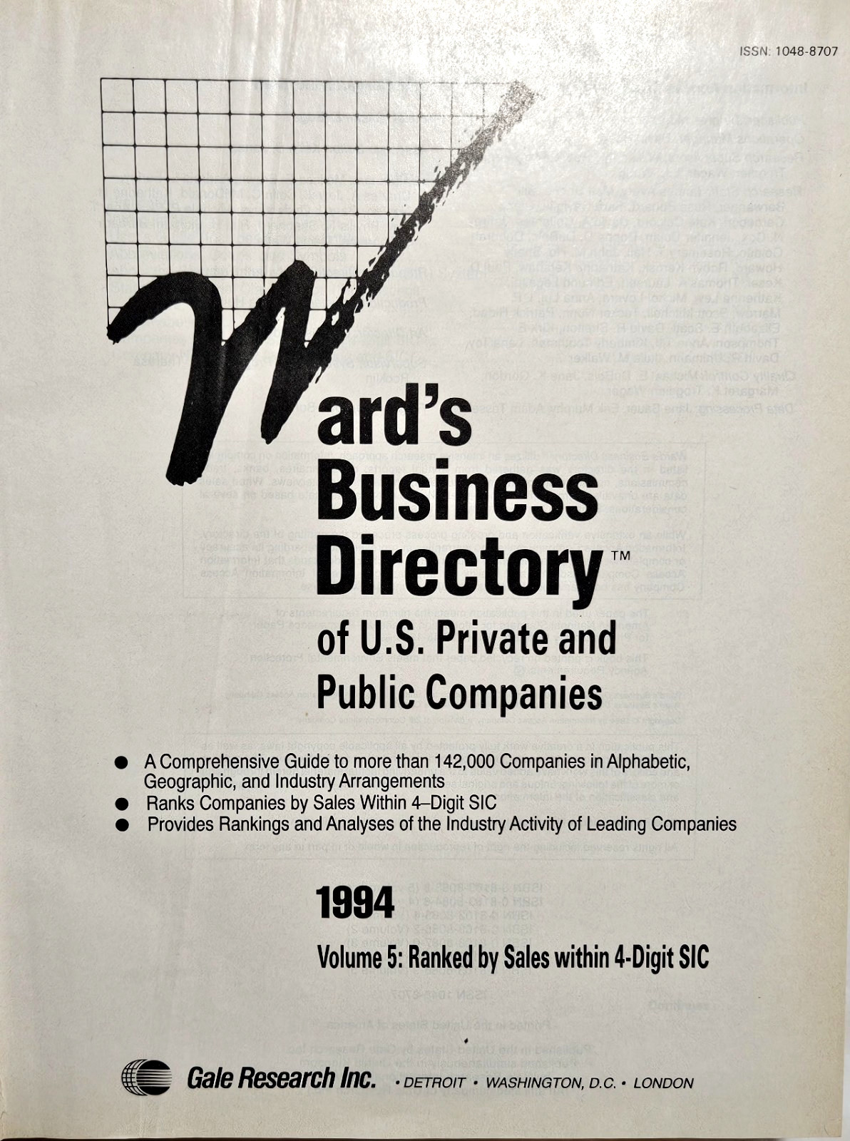 Ward’s Business Directory of U.S. Private & Public Companies, 1994 Vol. 5 SIC-4
