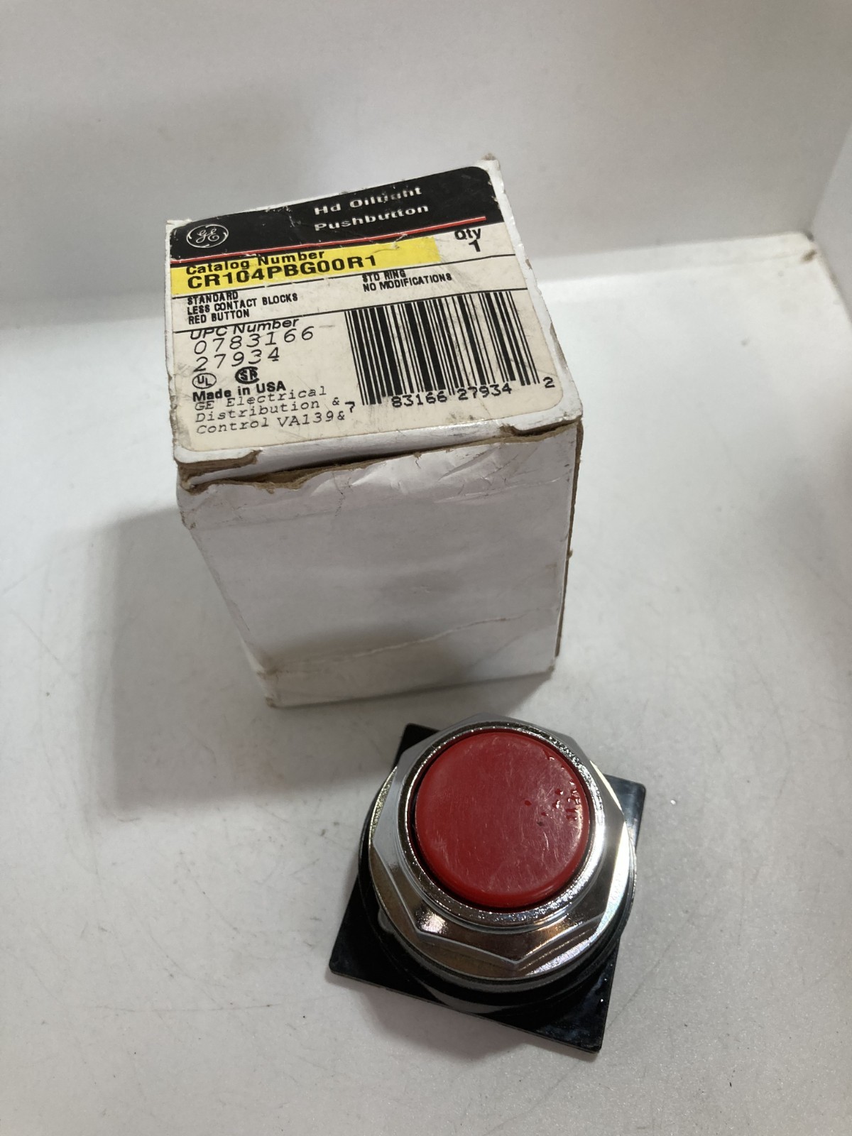 GE CR104PBG00R1 PUSHBUTTON OPERATOR RED FLUSH NIB