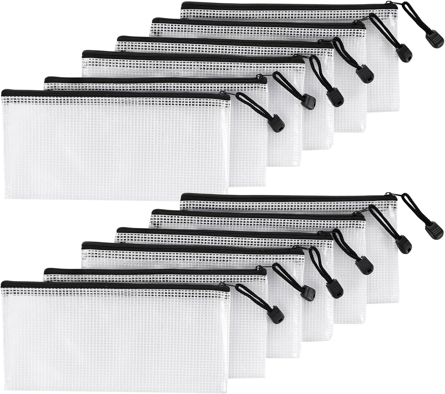 12Pcs Mesh Zipper Pouch,9×4.4 Inches Durable Pouches,Organizing Transparency