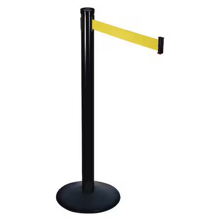 RETRACTA-BELT 301BA-YW Barrier Post with Belt, Black, 10 ft Length, 40 in Post