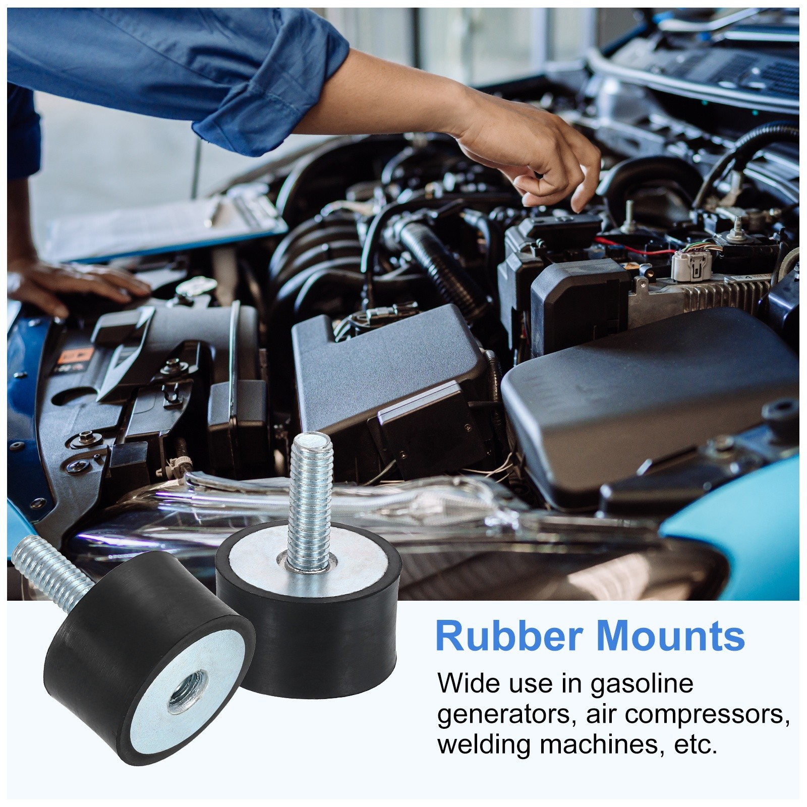 4Pcs M6x18mm Rubber Mounts 24x15mm(DxH) Rubber Shock Absorber Mount with Nuts