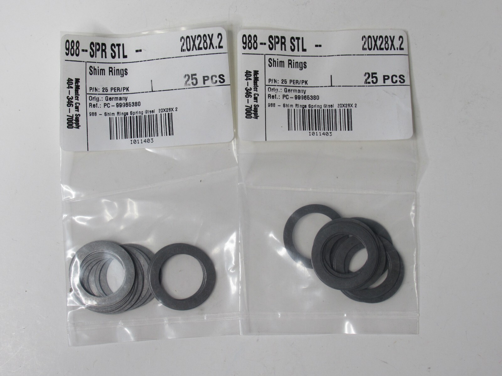 (NEW – Lot of 50) MCMASTER CARR SUPPLY 988-SPR STL 22X30X1 Shim Rings
