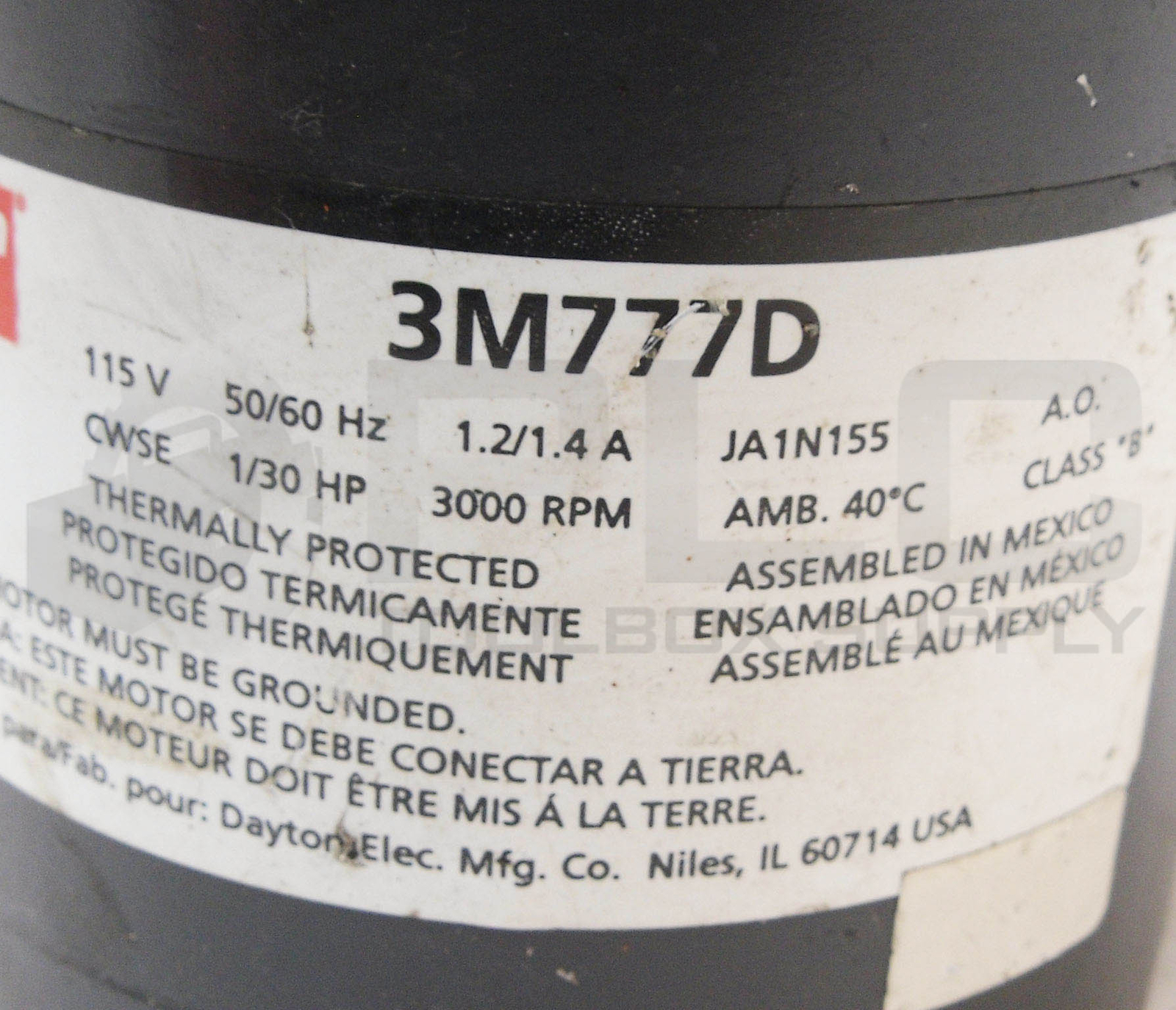 DAYTON 3M777D HVAC MOTOR 1/30HP 3000RPM 1.2/1.4A 115V 50/60HZ