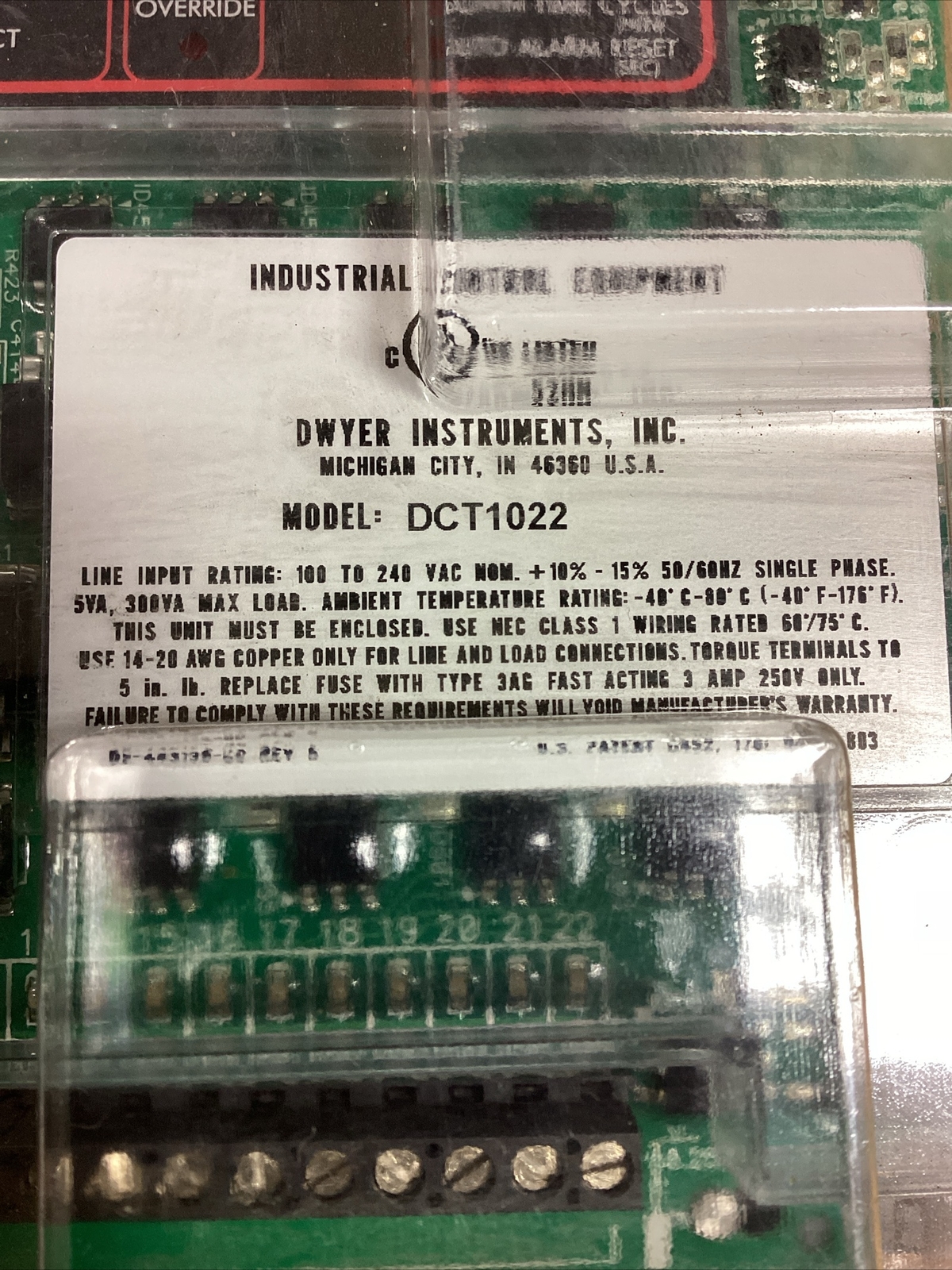 DWYER DCT1022 INSTRUMENTS