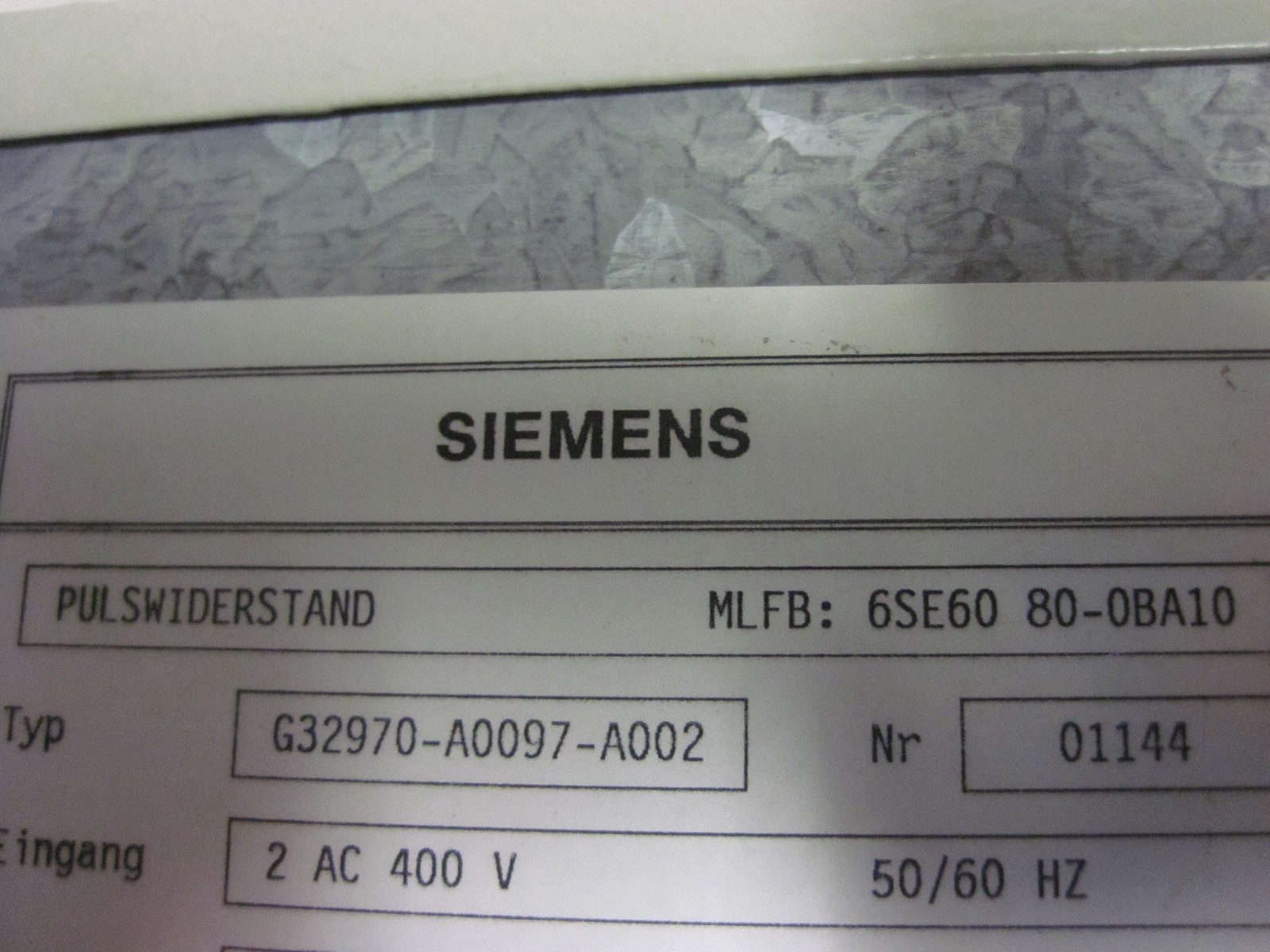 100% WARRANTY Siemens 6SE60 80-0BA10 Pulse Converter Pulswiderstand Drive