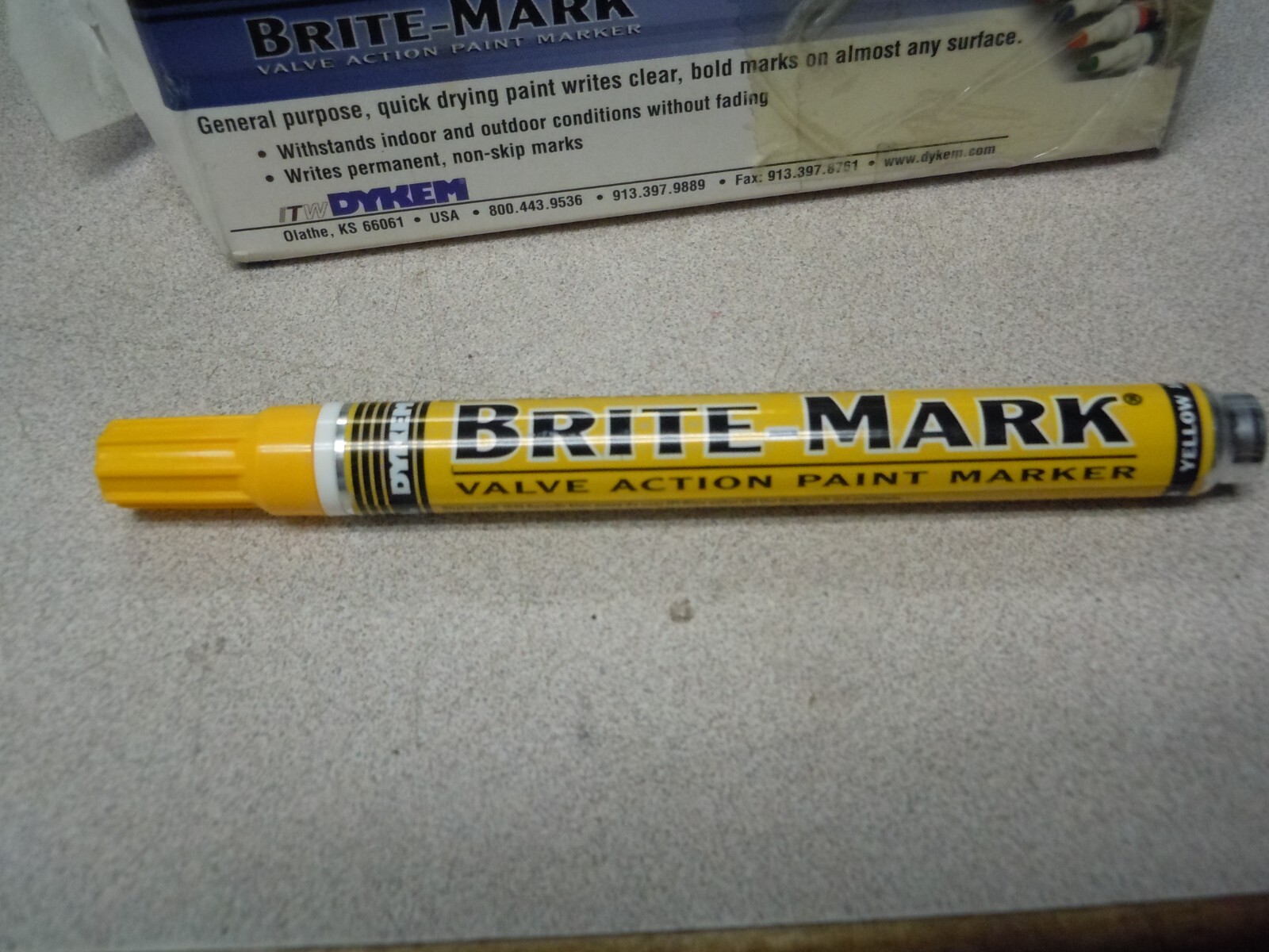Dykem 84004 Permanent Paint Marker, Medium Tip, Yellow Color Family, Paint
