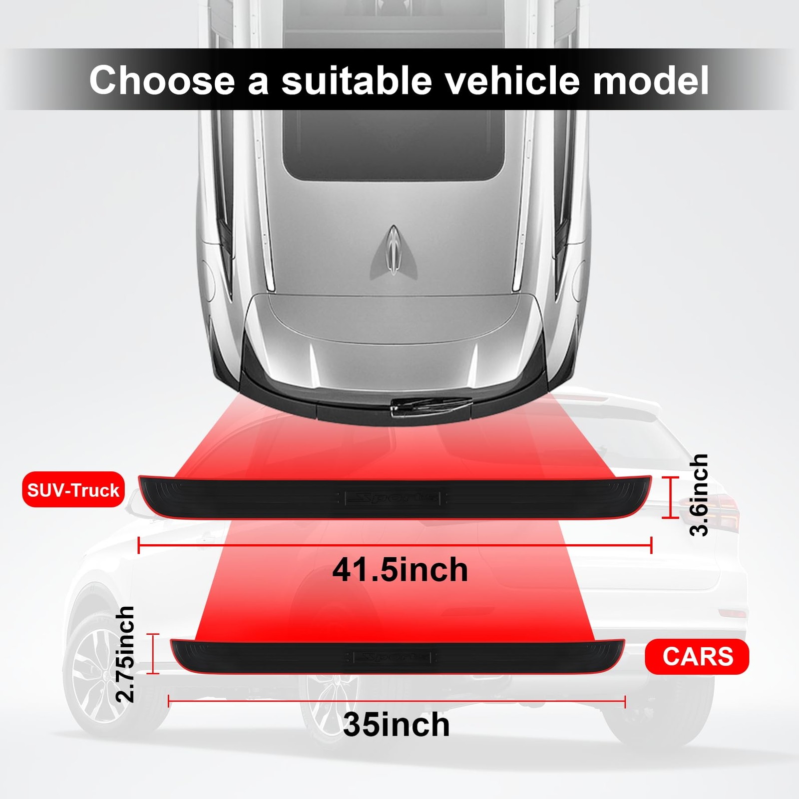 Car Rear Bumper Protector, 41inch x3.5inch Car/SUV Universal Rubber Anti-Scra…