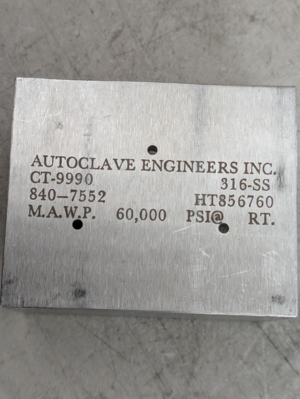 Autoclave Engineers CT-9990 High Pressure Tee Block 316SS Stainless
