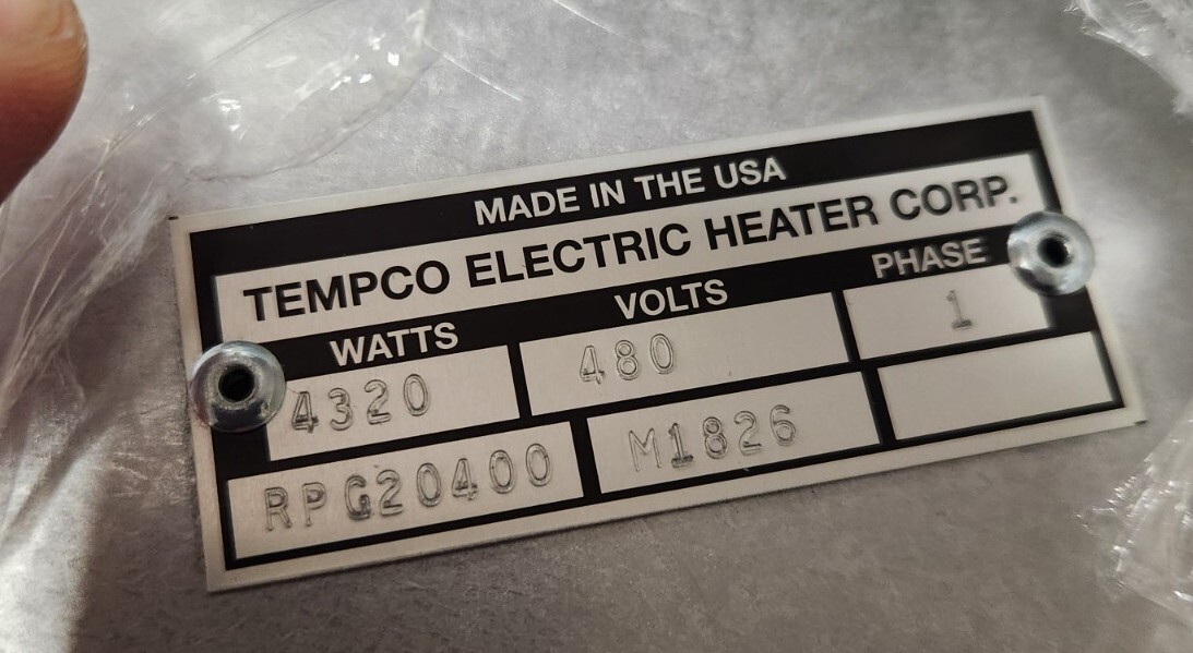 New Surplus Tempco 1ph 480v 4320w Radiant Process Panel Heater RPG20400