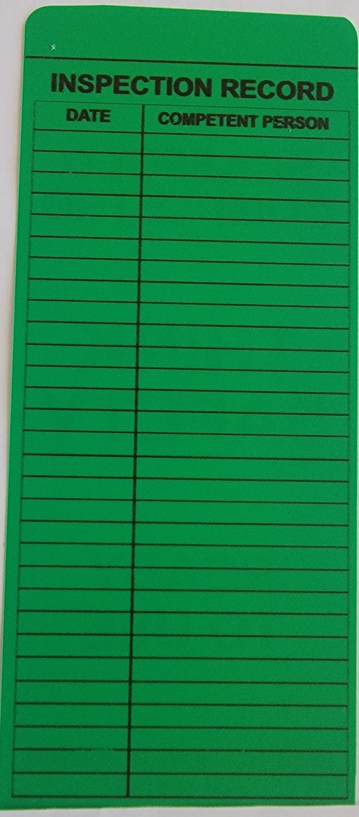 Green Vinyl Scaffolding Tag (QTY-10 per Pack) READY TO USE