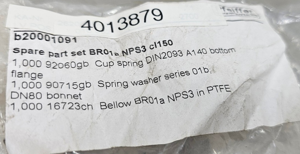 Pfeiffer b20001091 Spare Part Set Series BR01a NPS3 CL140 90715gb Spring Washer