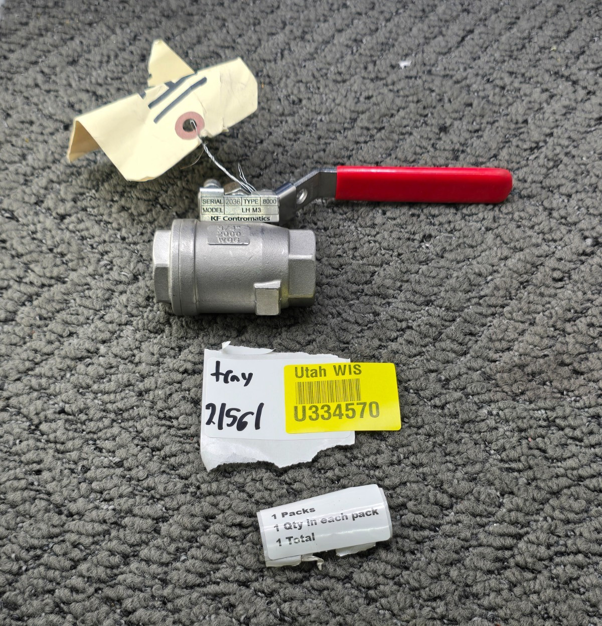 KF Contromatics LH M3 3/4″ Stainless Steel Ball Valve w/ Locking Handle 2000 WOG