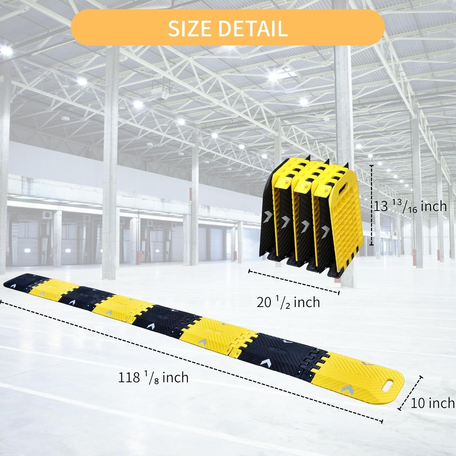 Orancl Portable speed bump Yellow 10Ft length, ideal for road and driveway use