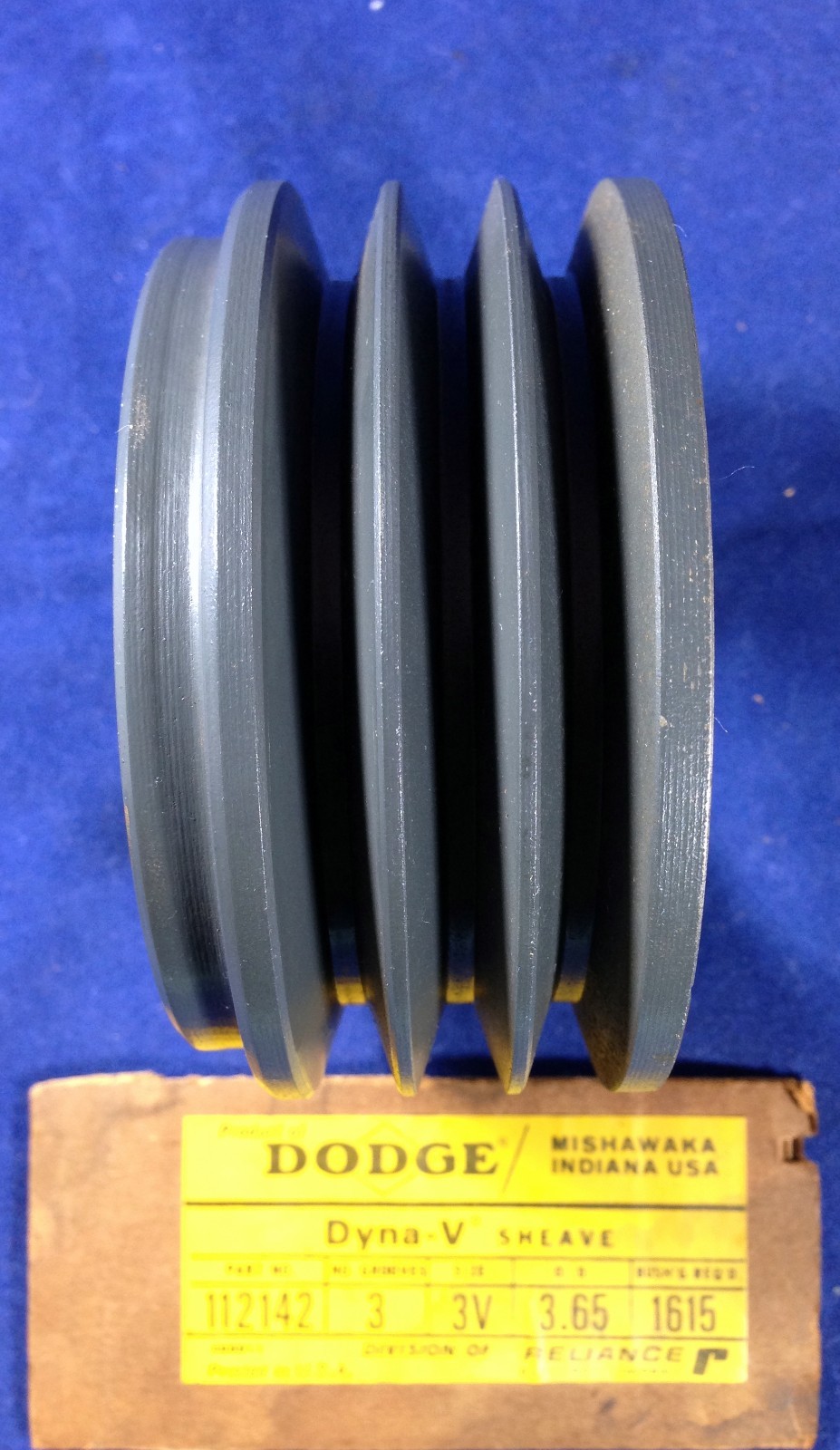 SHEAVE PULLEY DODGE 112142 SIZE 3V DYNA-V 3-GROOVE OD-3.65″