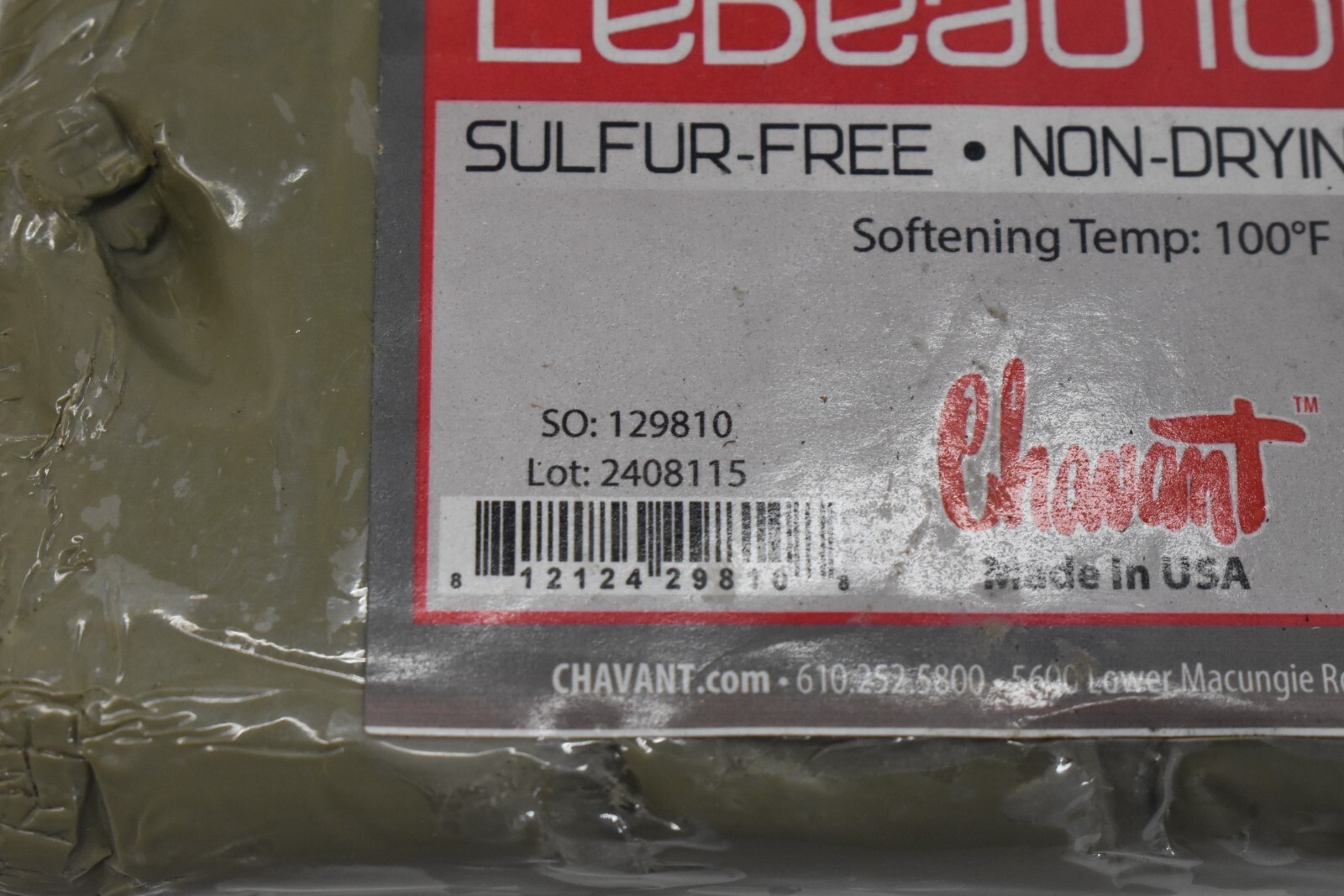 Chavant Le Beau Touche Plasteline Non Hardening Clay 2 lbs Block Gray Color