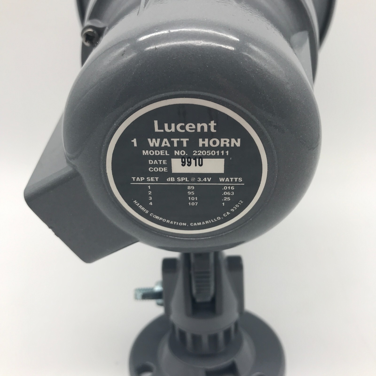 Lucent 1 Watt Loudspeaker Horn Model 22050111 Gray Harris Corporation