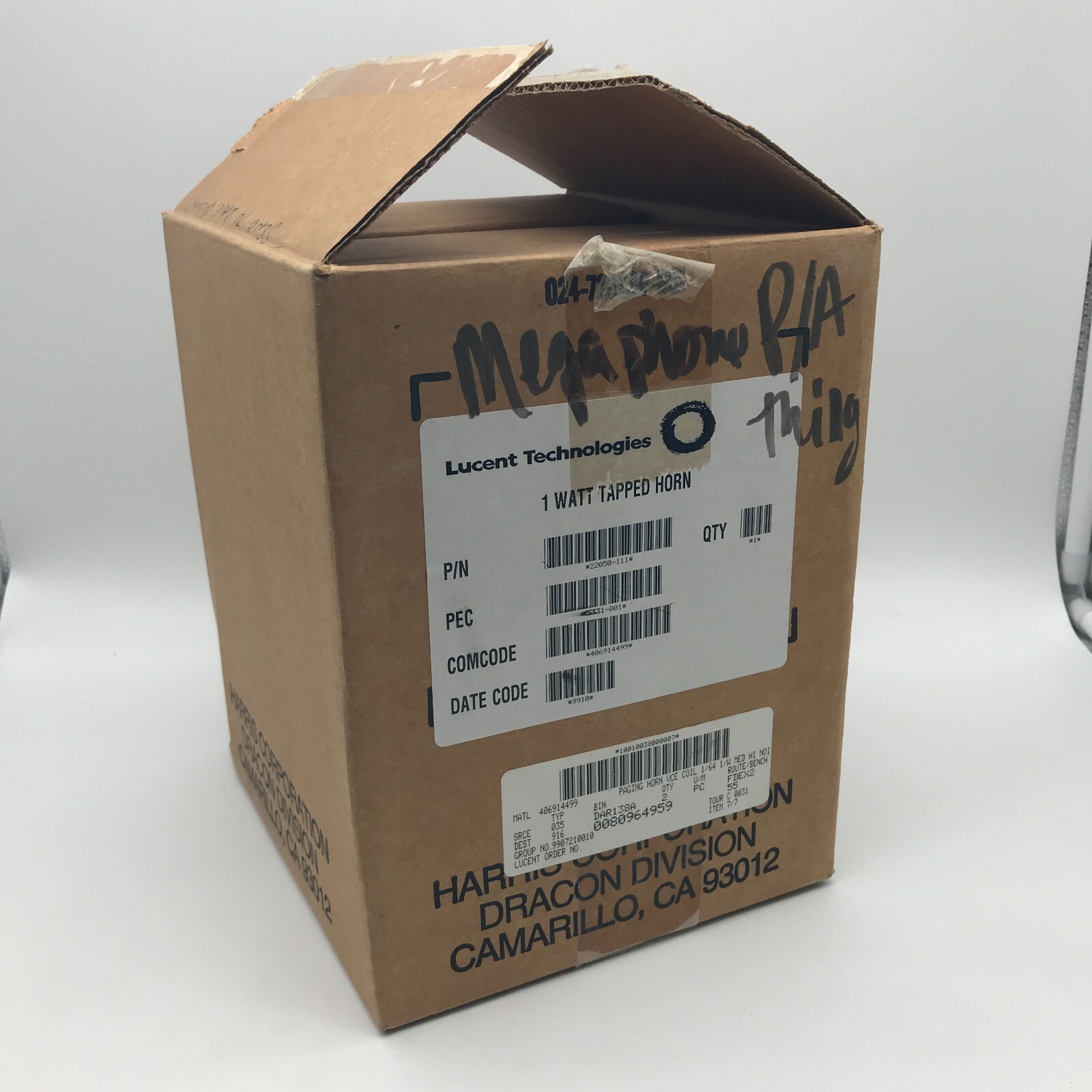 Lucent 1 Watt Loudspeaker Horn Model 22050111 Gray Harris Corporation
