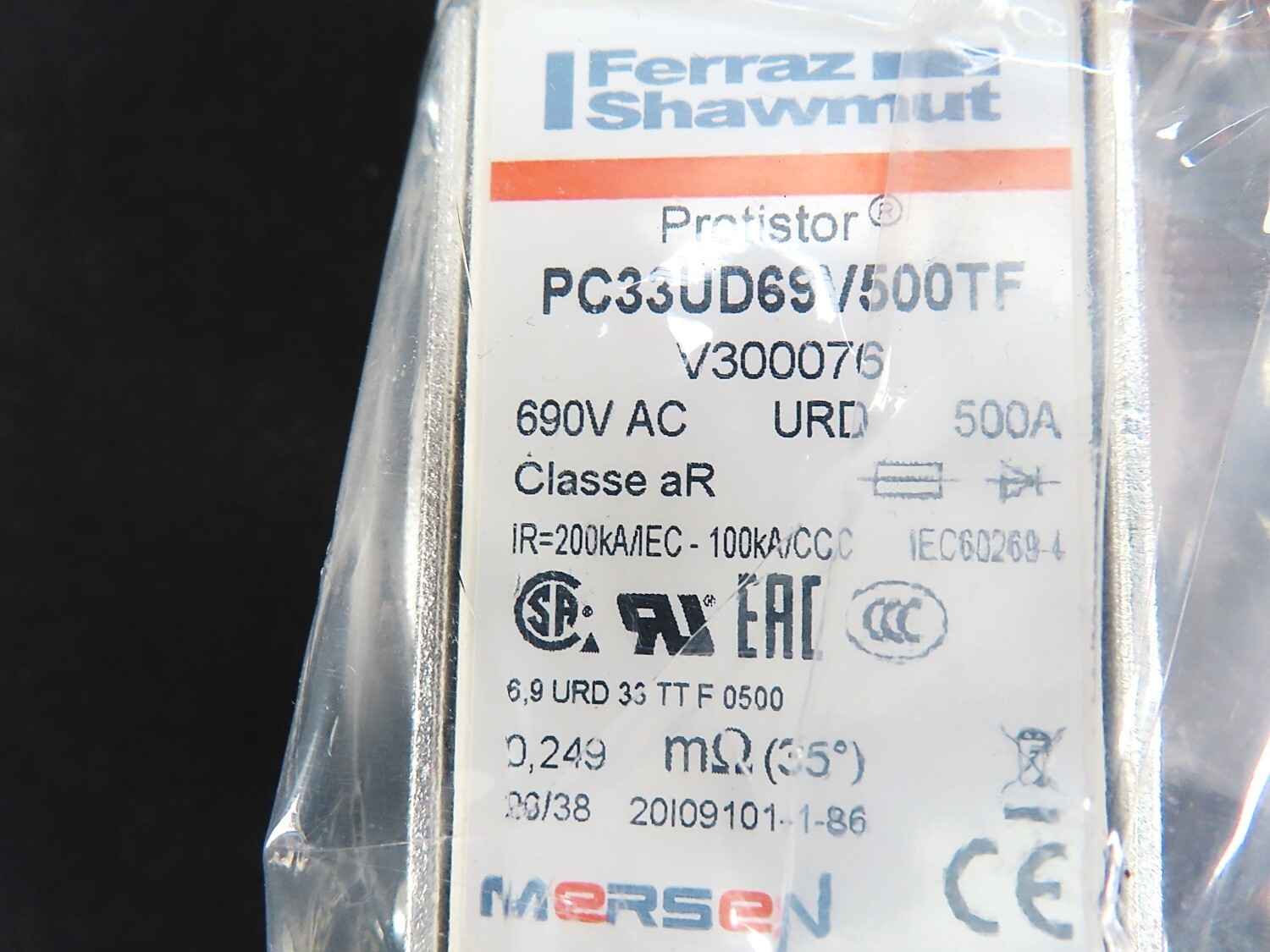 Mersen PC33UD69V500TF V300076C Ferraz Shawmut 500A Protistor Fuse-Links NEW