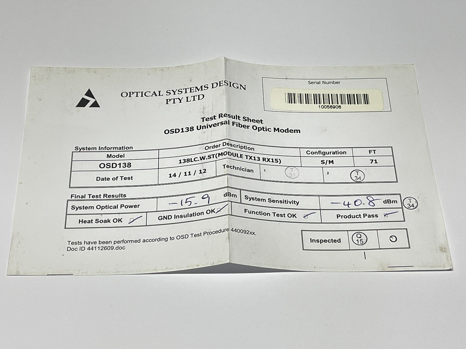Optical Systems Design OSD Universal Data Transceiver OSD138 RS232 RS485 RS422 1