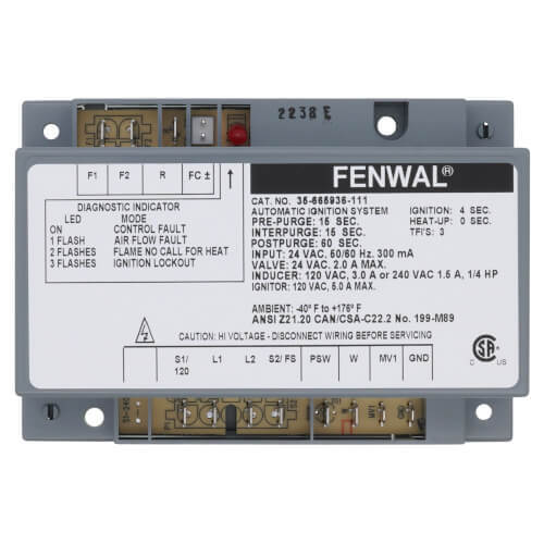 Fenwal 35-665936-111 Hot Surface Ignition Control 24v with 15 sec. Prepurge 4 se