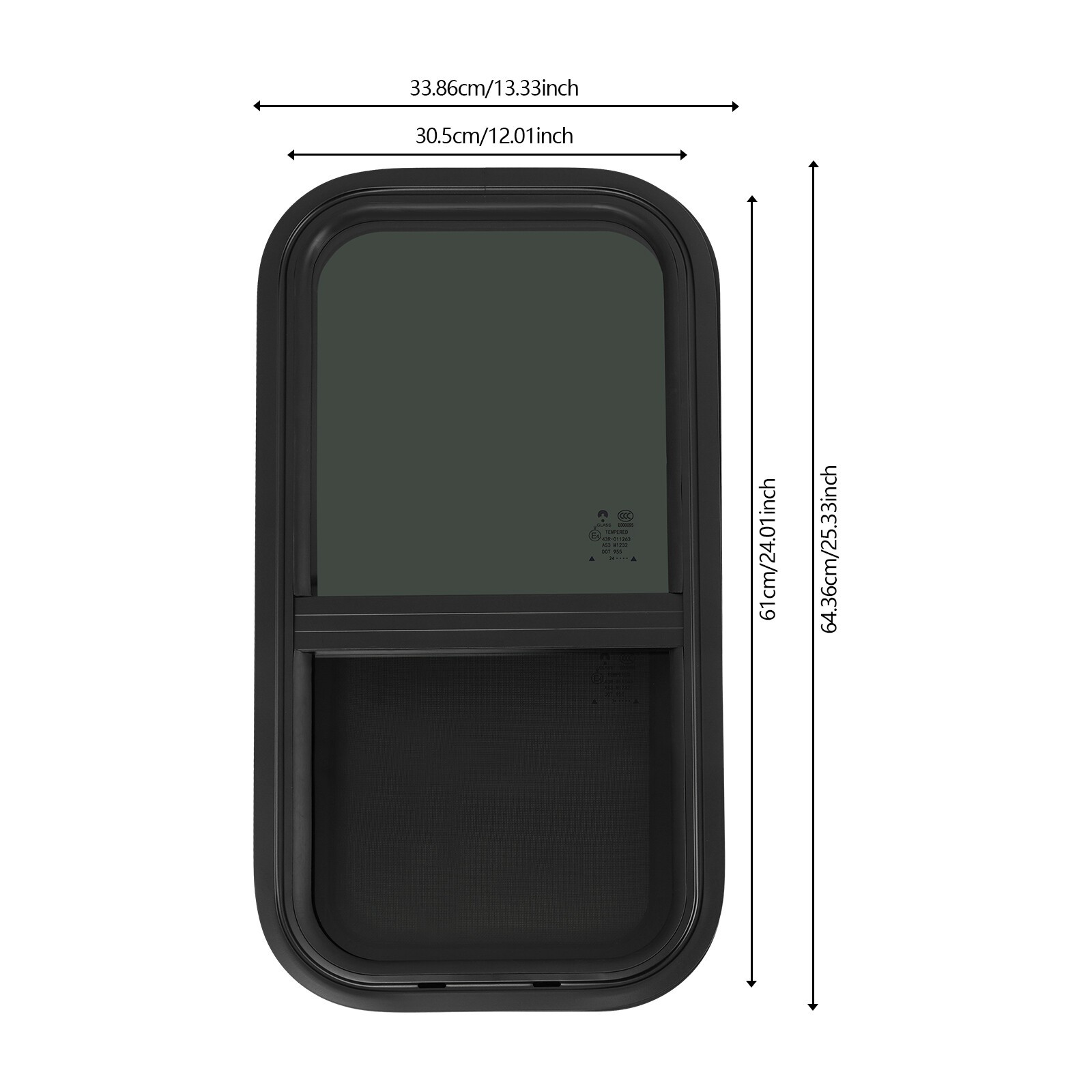 2 Pack 12 x 24 in Wall Vertical Sliding RV Window Cargo Trailer w/ Trim Ring
